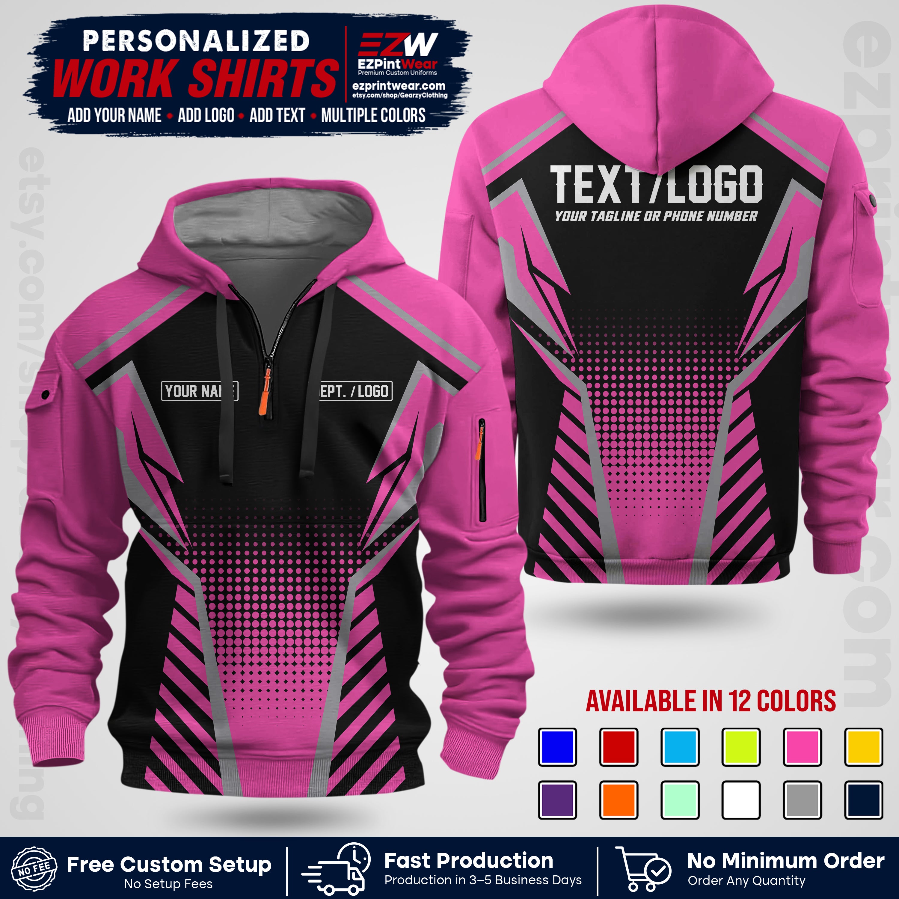 Custom All Over Print Work Uniform Shirt with Name, Logo & Text | Custom Hawaiian Shirt | Company Shirt | Employee Uniform UNF13
