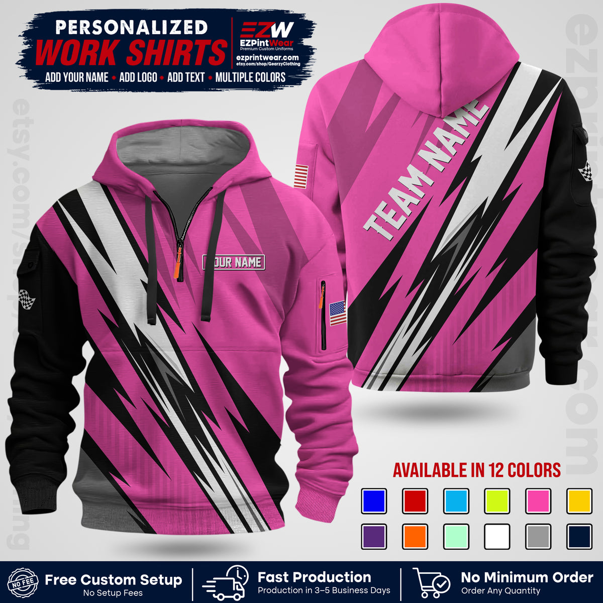 Custom Racing Shirt with Name, Logo & Text | Race Team Uniform | Crew Apparel RC15