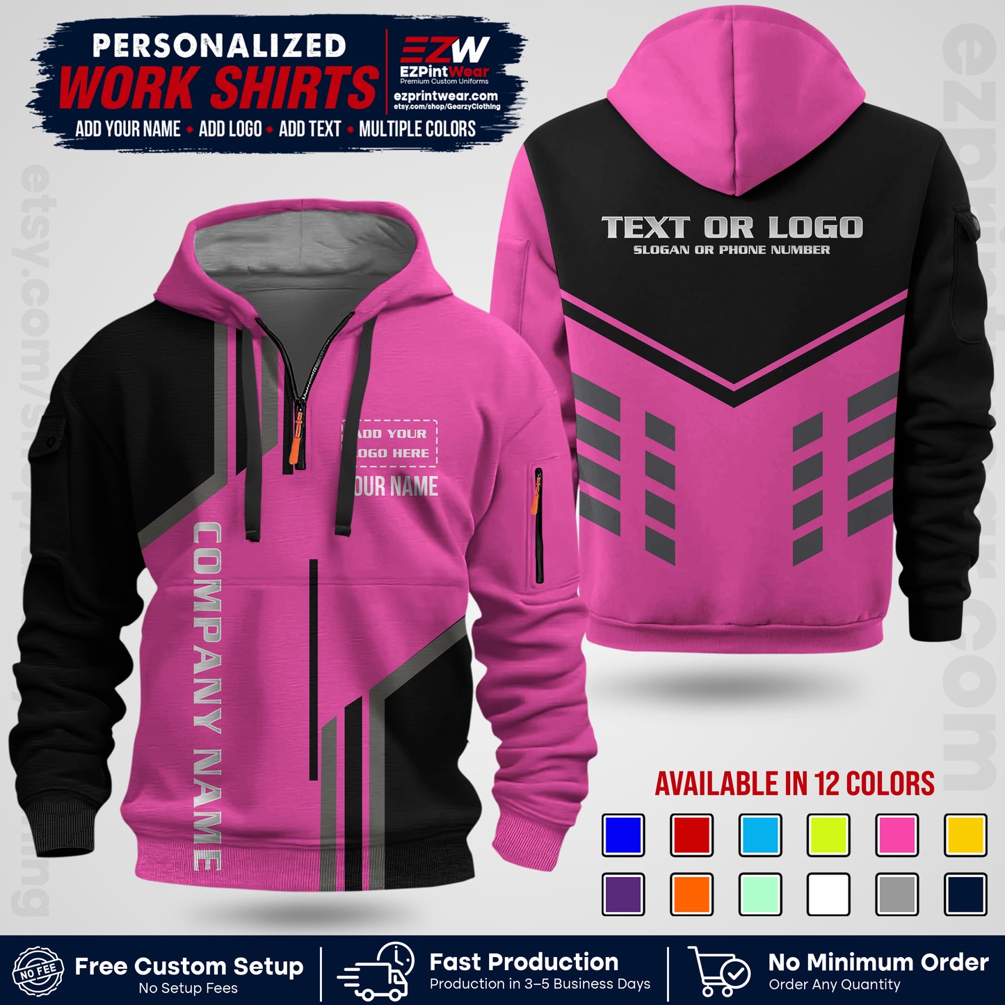 Custom All Over Print Work Uniform Shirt with Name, Logo & Text | Custom Hawaiian Shirt | Company Shirt | Employee Uniform UNF10