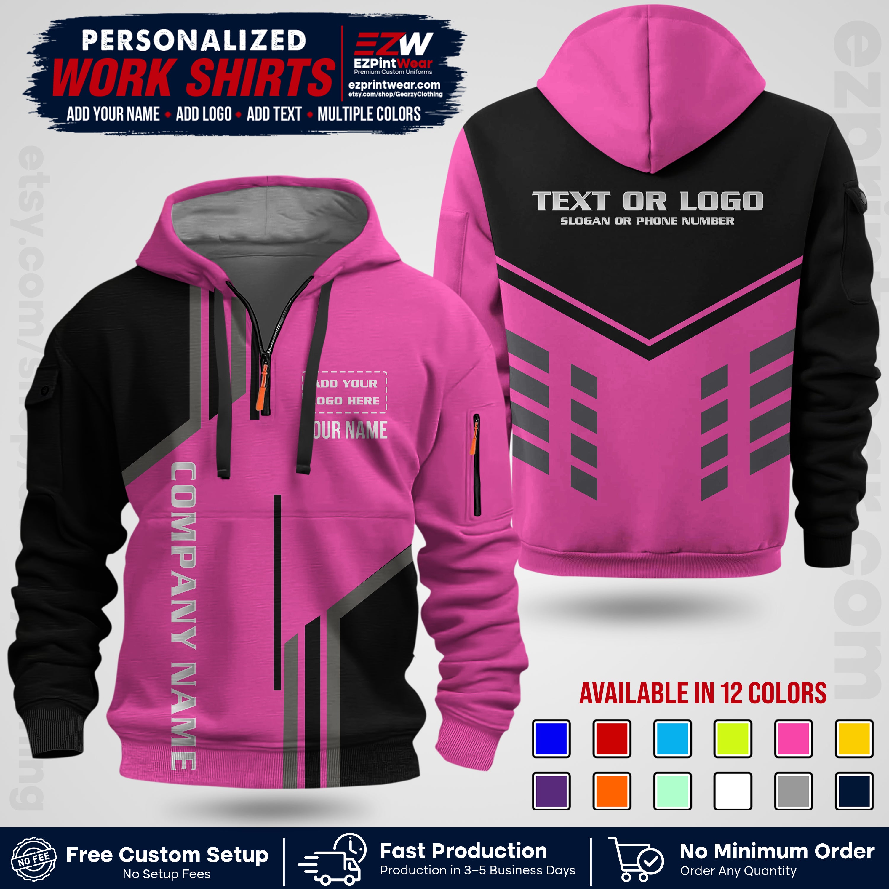 Custom All Over Print Work Uniform Shirt with Name, Logo & Text | Custom Hawaiian Shirt | Company Shirt | Employee Uniform UNF10