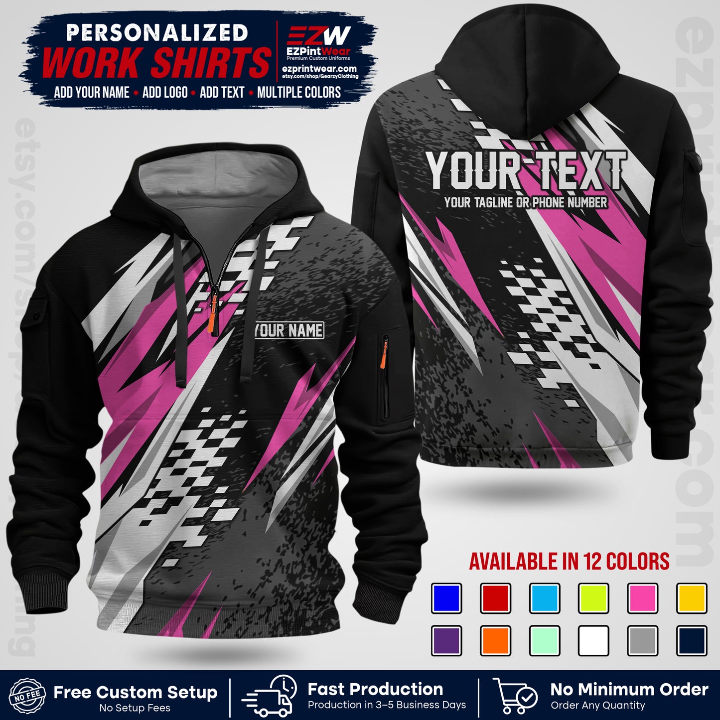 Custom Racing Shirt with Name, Logo & Text | Race Team Uniform | Crew Apparel RC03
