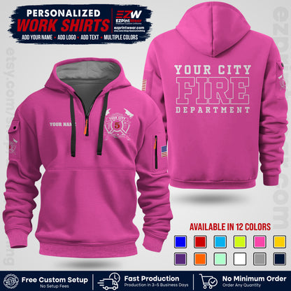 Custom Fire Department Shirt with Name, City Logo & Text | Firefighter Uniform | Button Up Work Shirt FF07