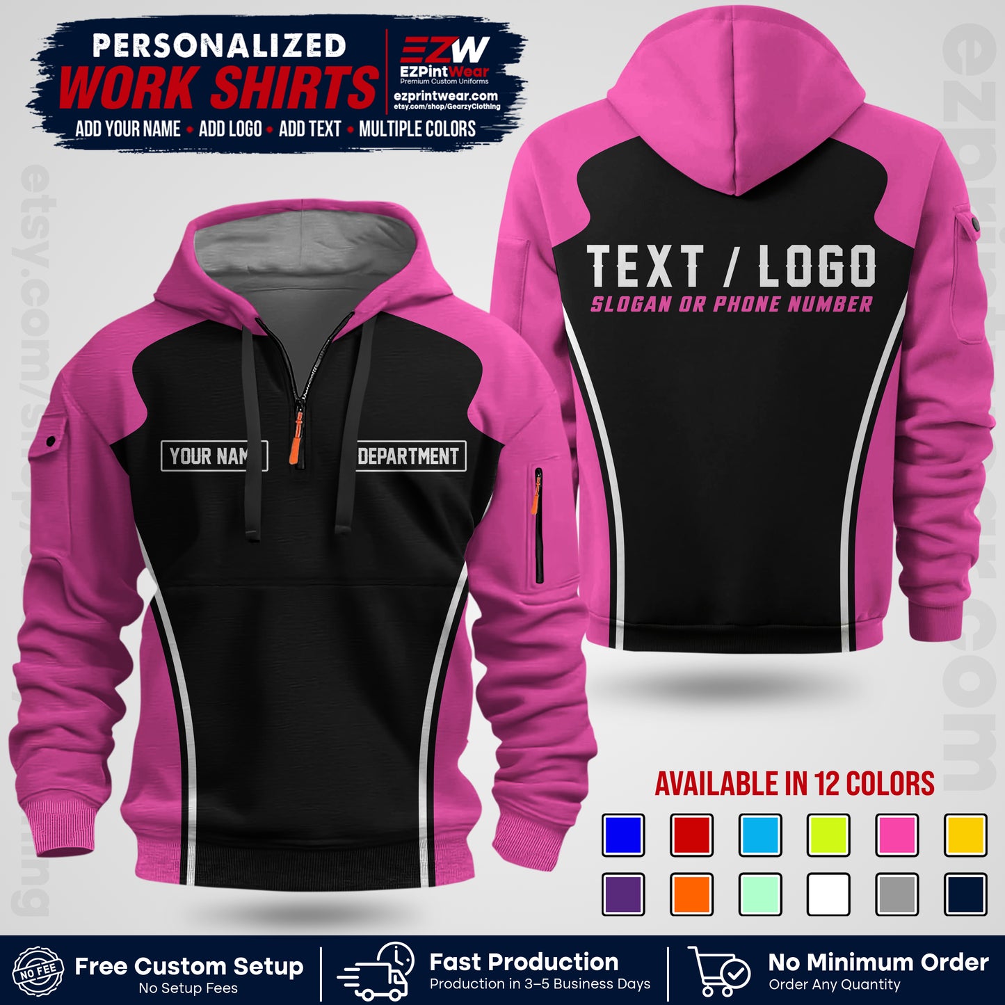 Custom All Over Print Work Uniform Shirt with Name, Logo & Text | Custom Hawaiian Shirt | Company Shirt | Employee Uniform UNF16