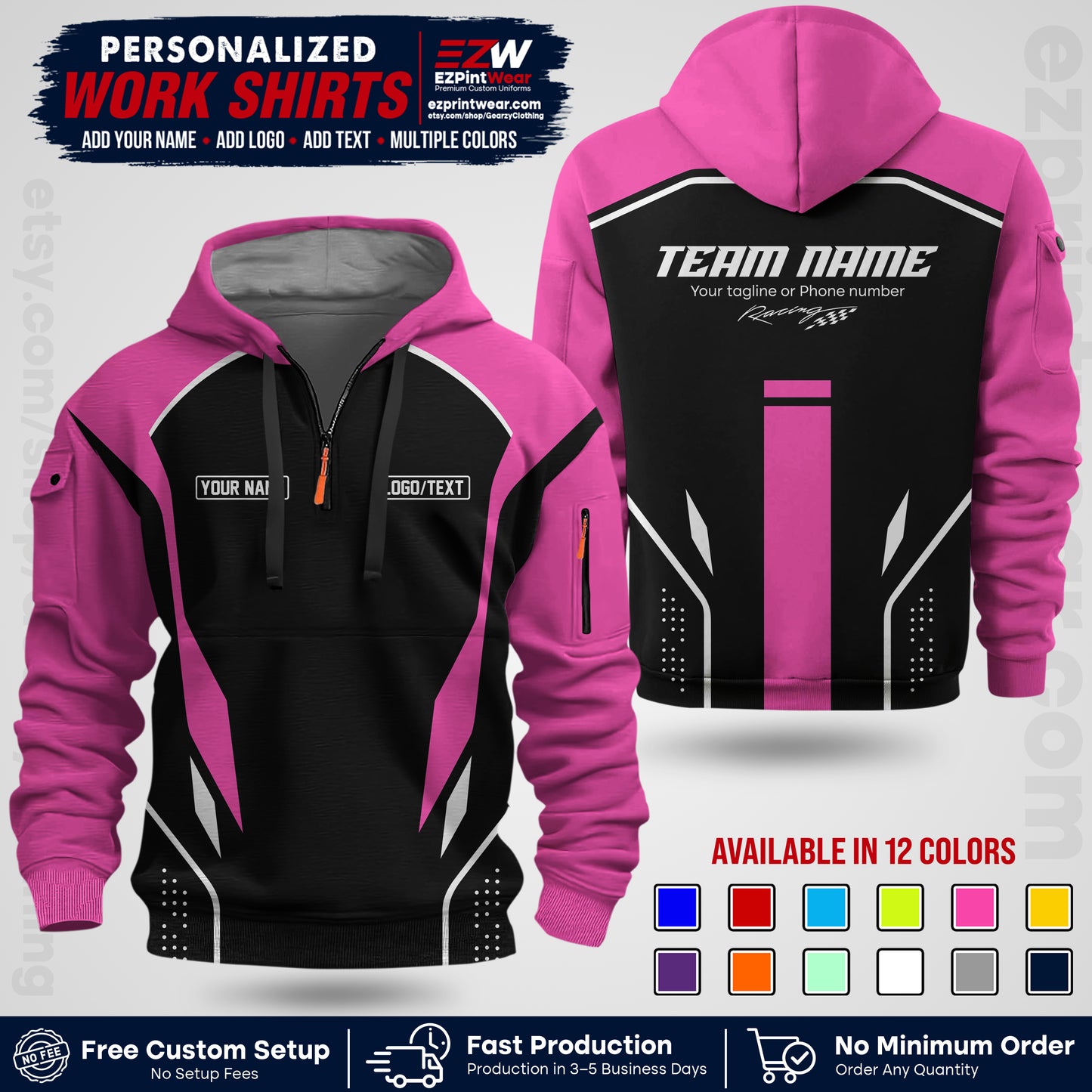 Custom Racing Shirt with Name, Logo & Text | Race Team Uniform | Crew Apparel RC06