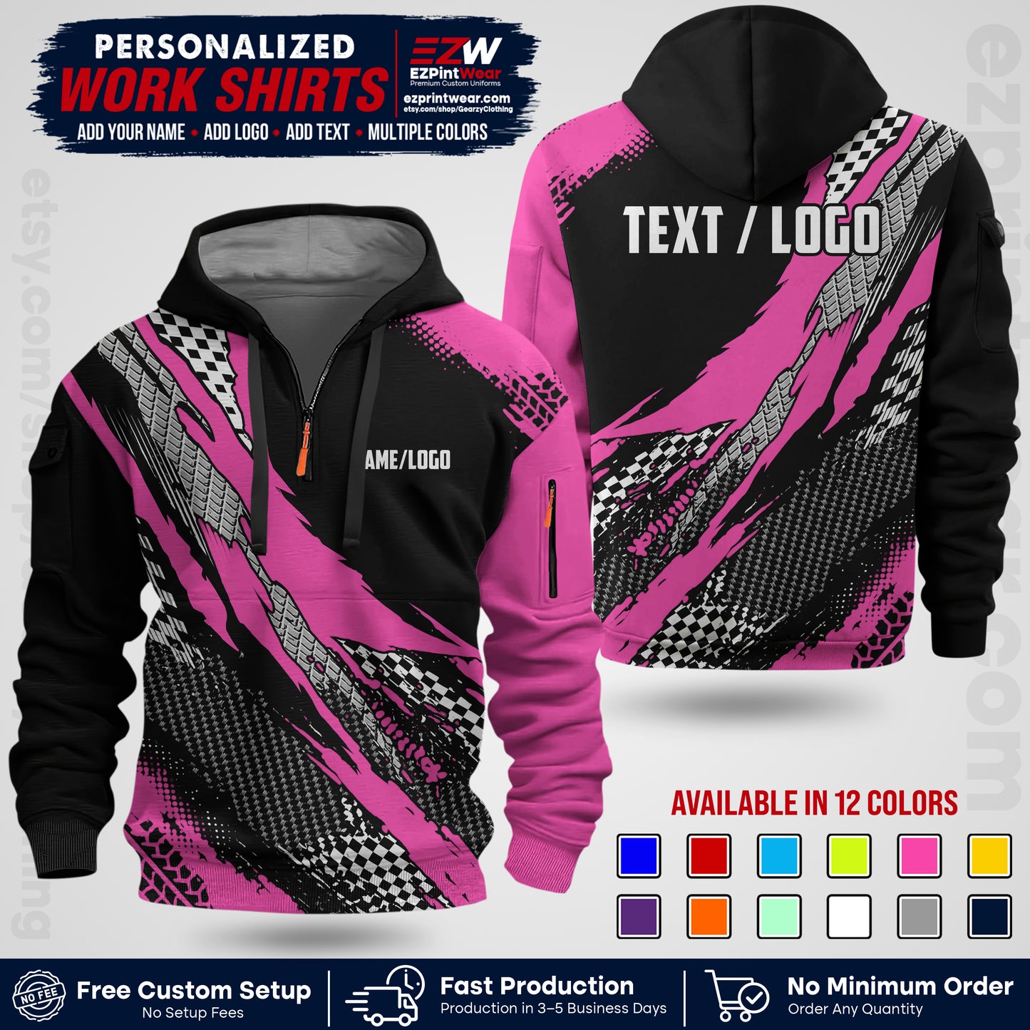 Custom Racing Shirt with Name, Logo & Text | Race Team Uniform | Crew Apparel RC05