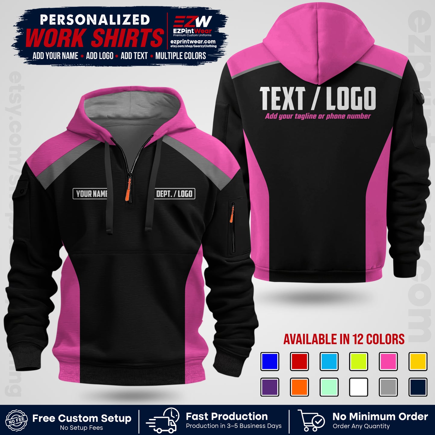 Custom All Over Print Work Uniform Shirt with Name, Logo & Text | Custom Hawaiian Shirt | Company Shirt | Employee Uniform UNF04