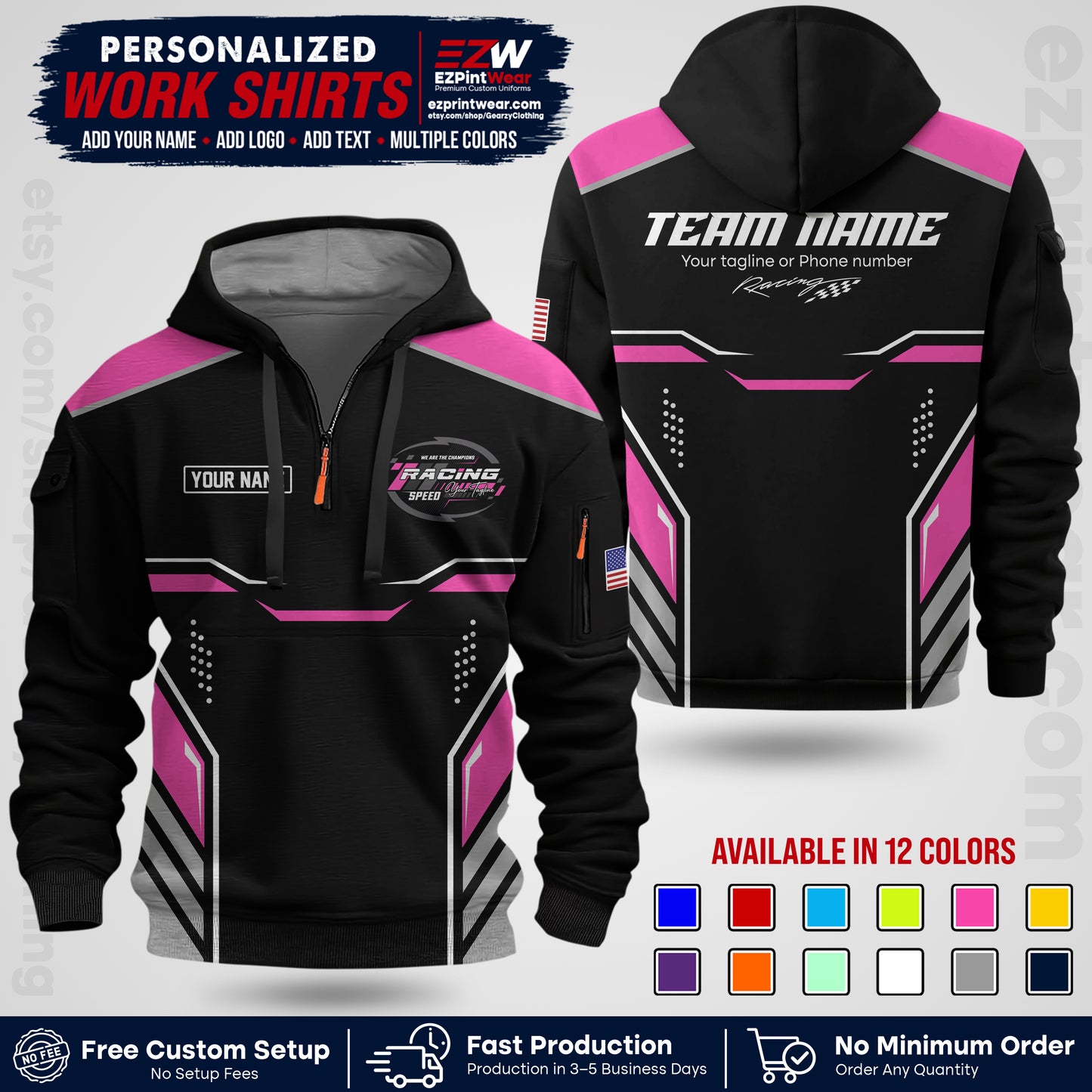 Custom Racing Shirt with Name, Logo & Text | Race Team Uniform | Crew Apparel RC10