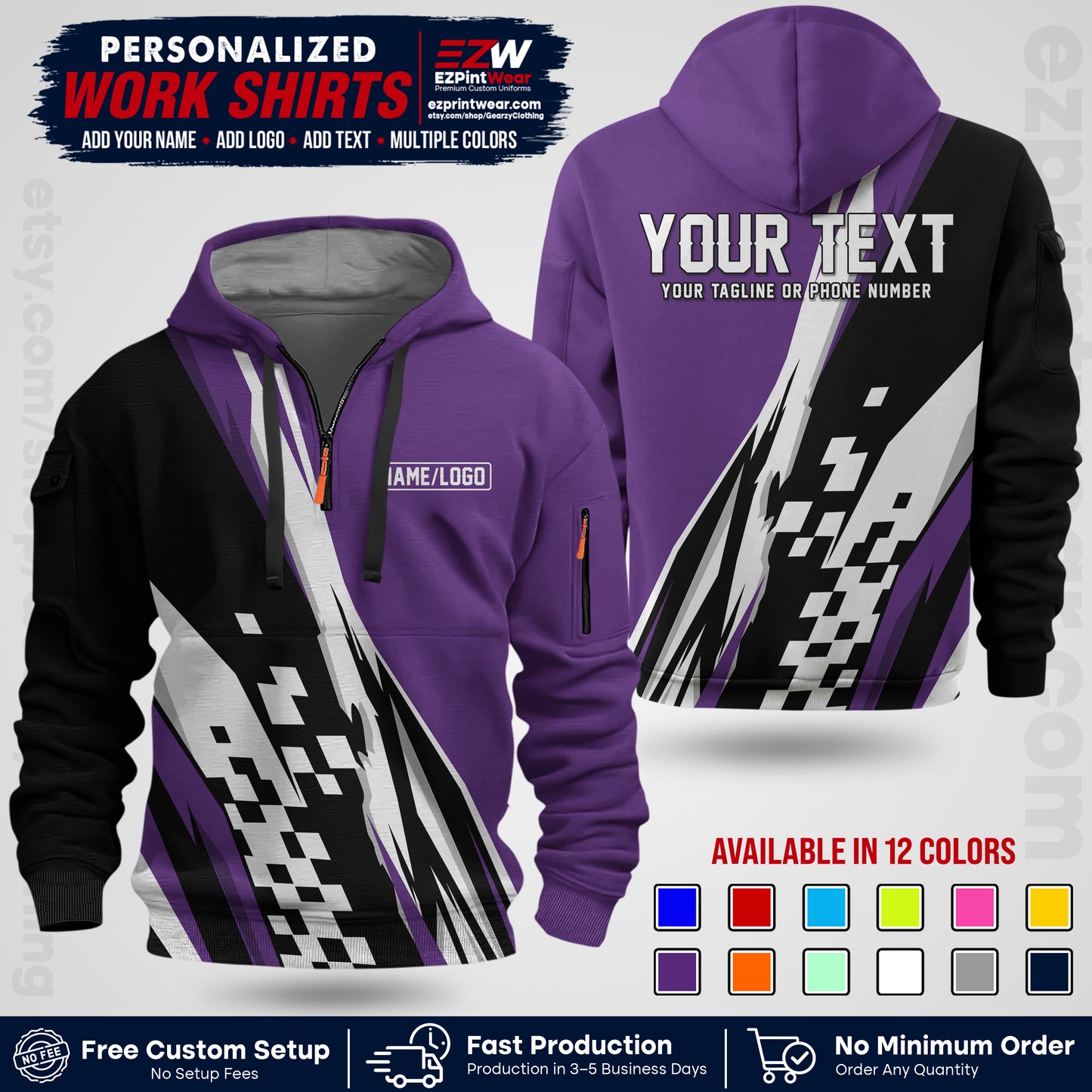 Custom Racing Shirt with Name, Logo & Text | Race Team Uniform | Crew Apparel RC04