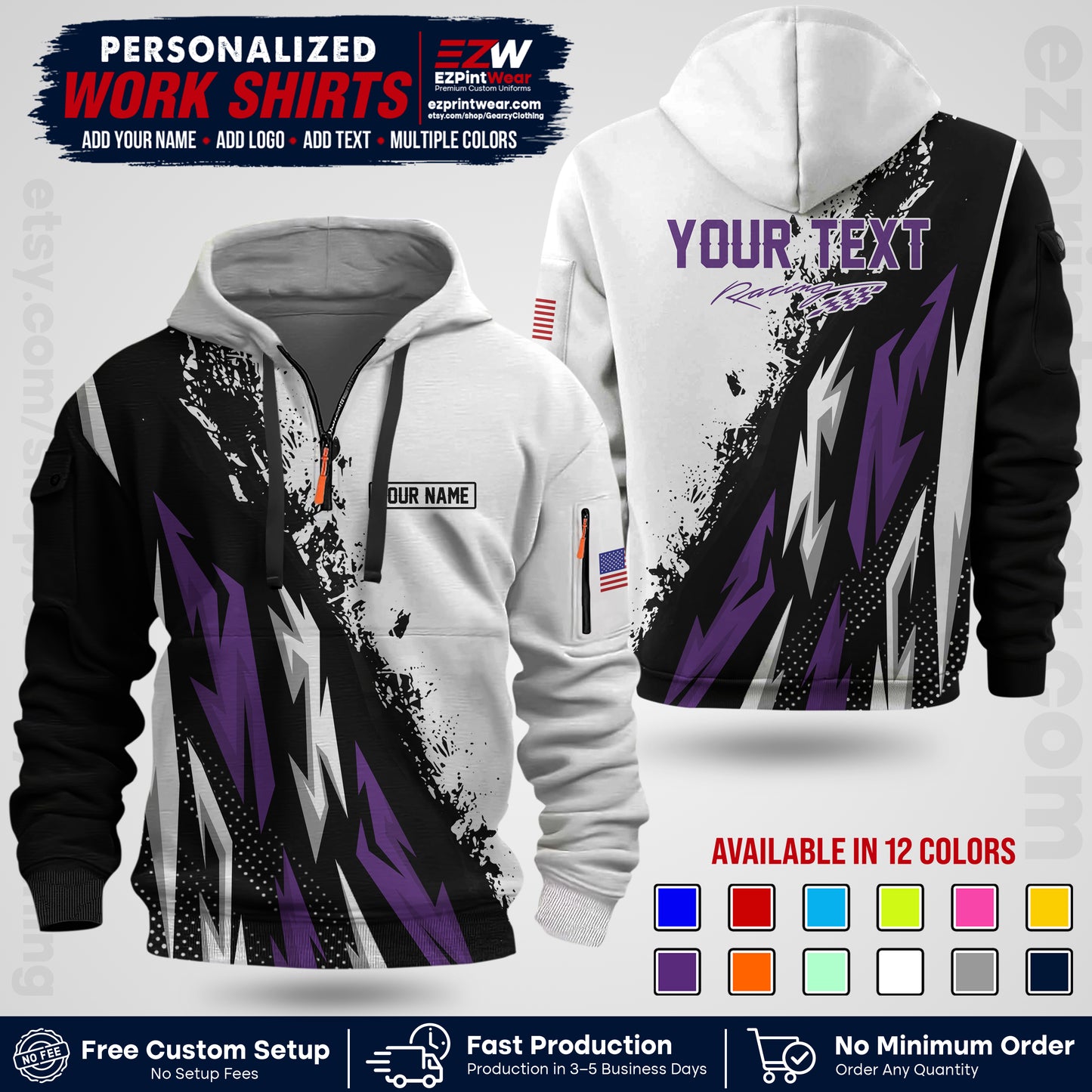 Custom Racing Shirt with Name, Logo & Text | Race Team Uniform | Crew Apparel RC08