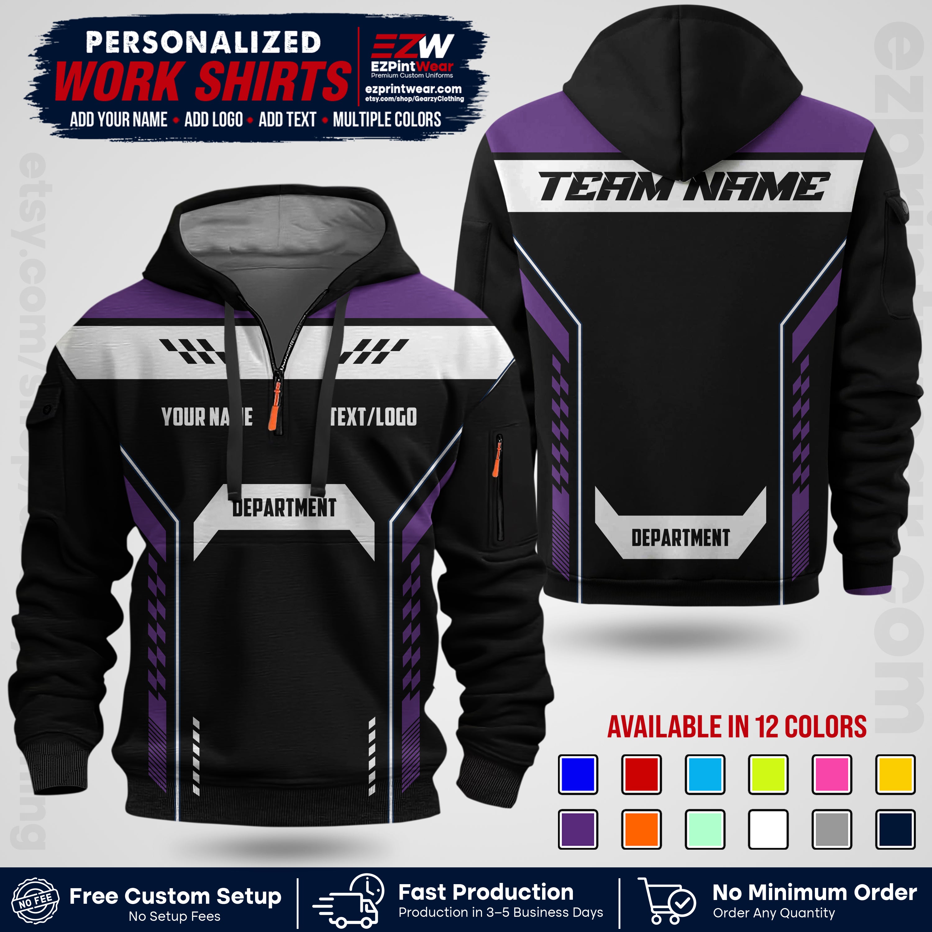 Custom All Over Print Work Uniform Shirt with Name, Logo & Text | Custom Hawaiian Shirt | Company Shirt | Employee Uniform UNF18