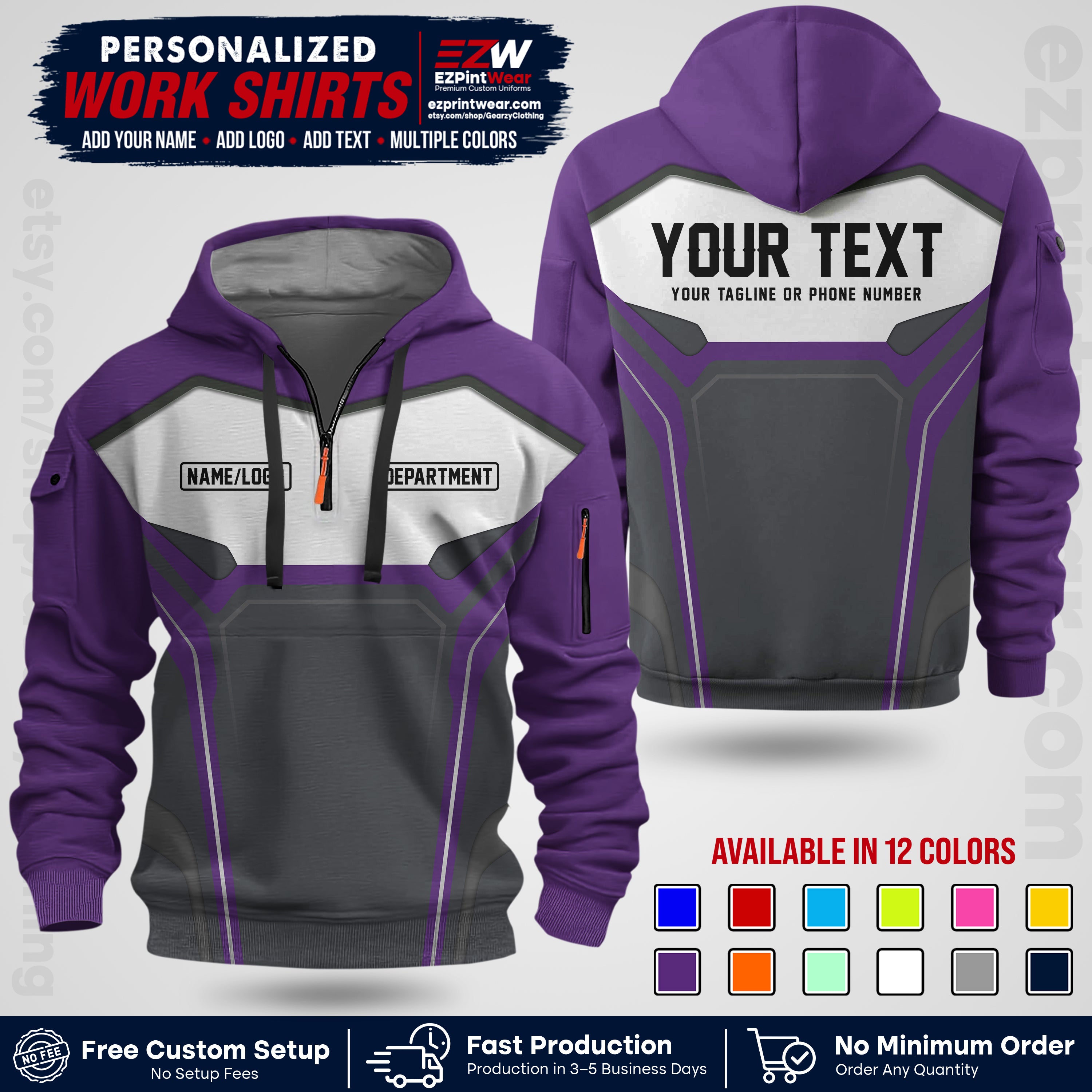 Custom All Over Print Work Uniform Shirt with Name, Logo & Text | Custom Hawaiian Shirt | Company Shirt | Employee Uniform UNF05