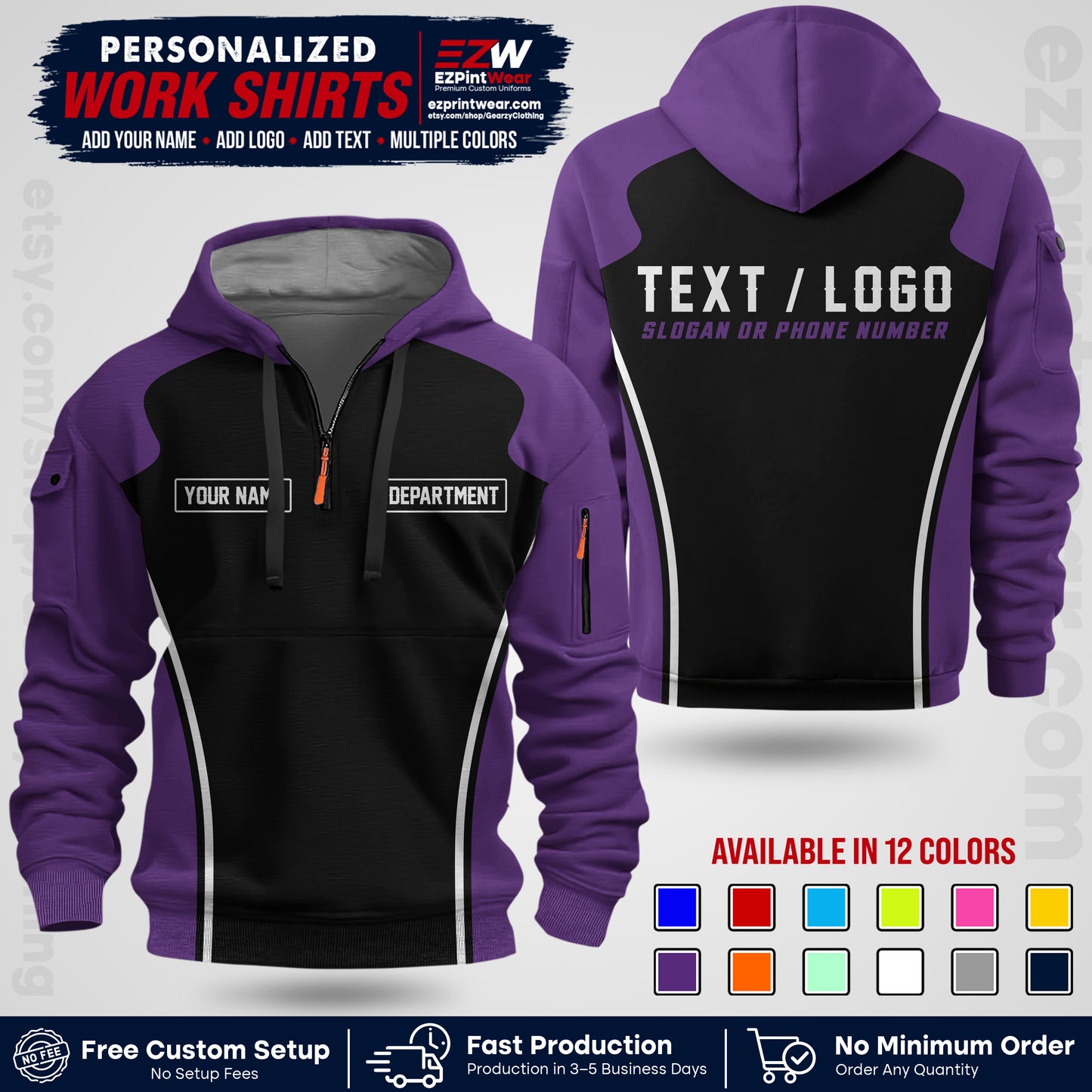 Custom All Over Print Work Uniform Shirt with Name, Logo & Text | Custom Hawaiian Shirt | Company Shirt | Employee Uniform UNF16