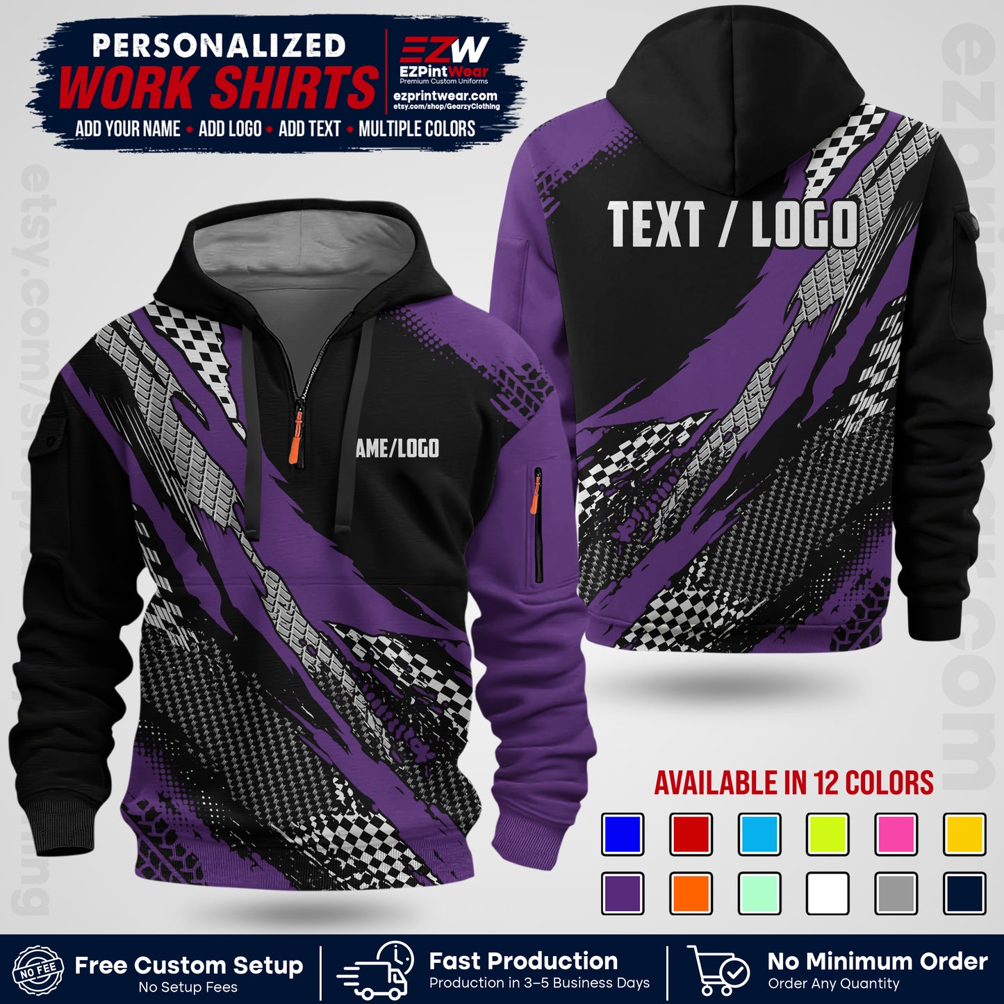 Custom Racing Shirt with Name, Logo & Text | Race Team Uniform | Crew Apparel RC05