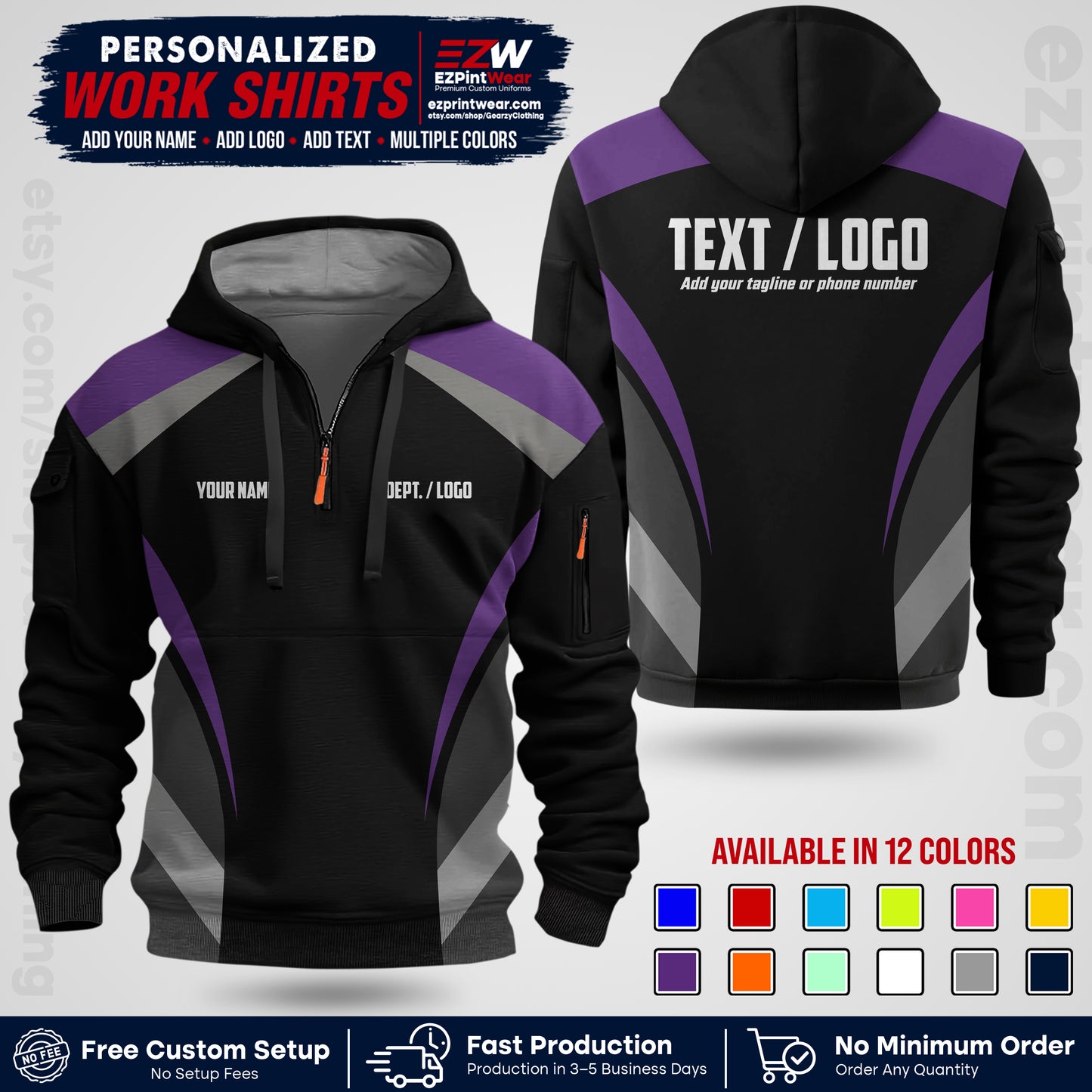 Custom All Over Print Work Uniform Shirt with Name, Logo & Text | Custom Hawaiian Shirt | Company Shirt | Employee Uniform UNF03