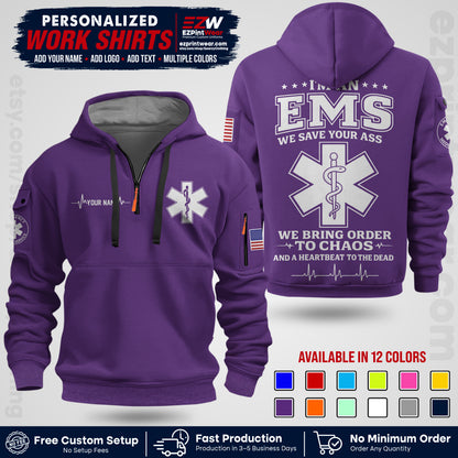 Custom EMS Shirt with Name, Logo & Text | EMS Team Uniform | First Responder Workwear EMSU05
