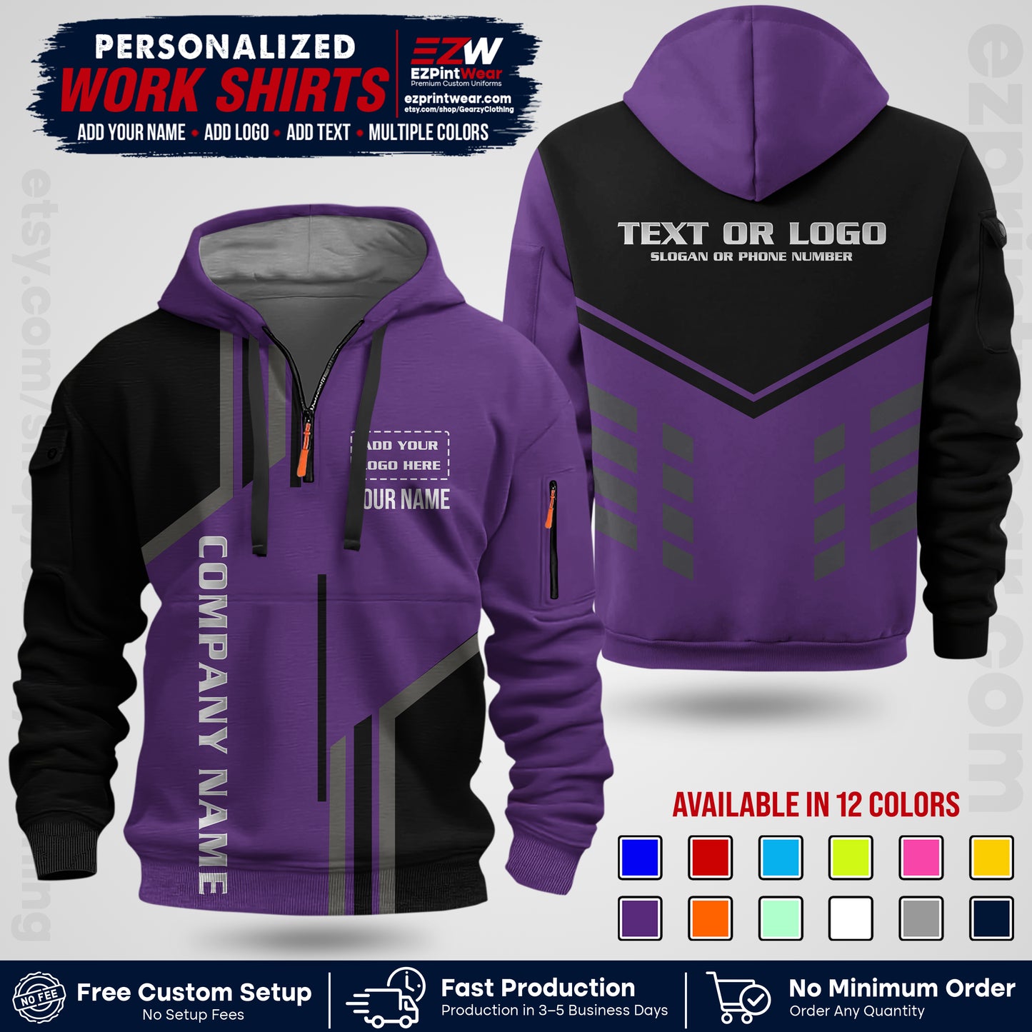 Custom All Over Print Work Uniform Shirt with Name, Logo & Text | Custom Hawaiian Shirt | Company Shirt | Employee Uniform UNF10