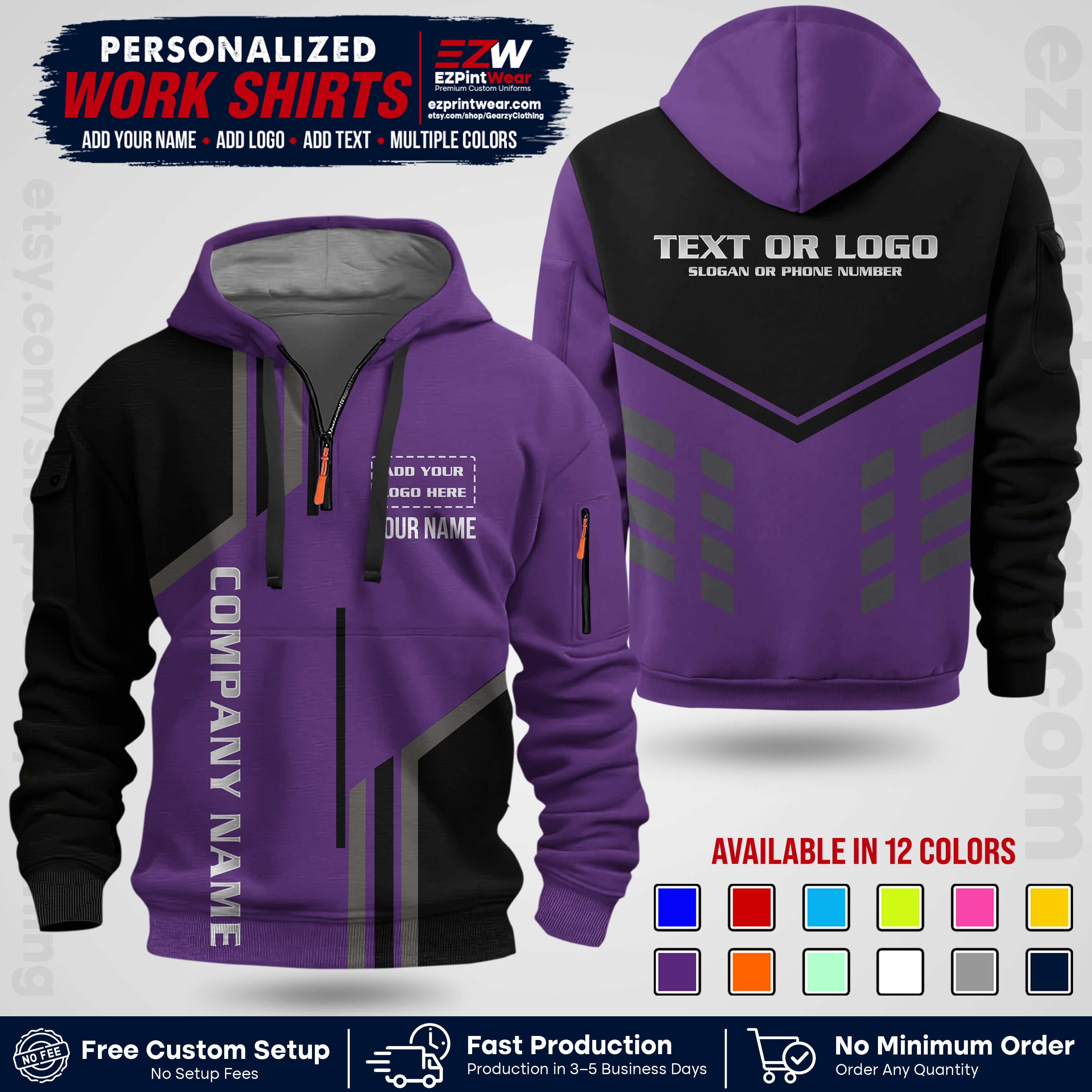 Custom All Over Print Work Uniform Shirt with Name, Logo & Text | Custom Hawaiian Shirt | Company Shirt | Employee Uniform UNF10