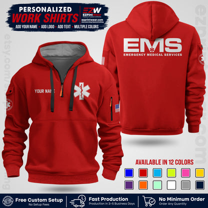 Custom EMS Shirt with Name, Logo & Text | EMS Team Uniform | First Responder Workwear EMSU01