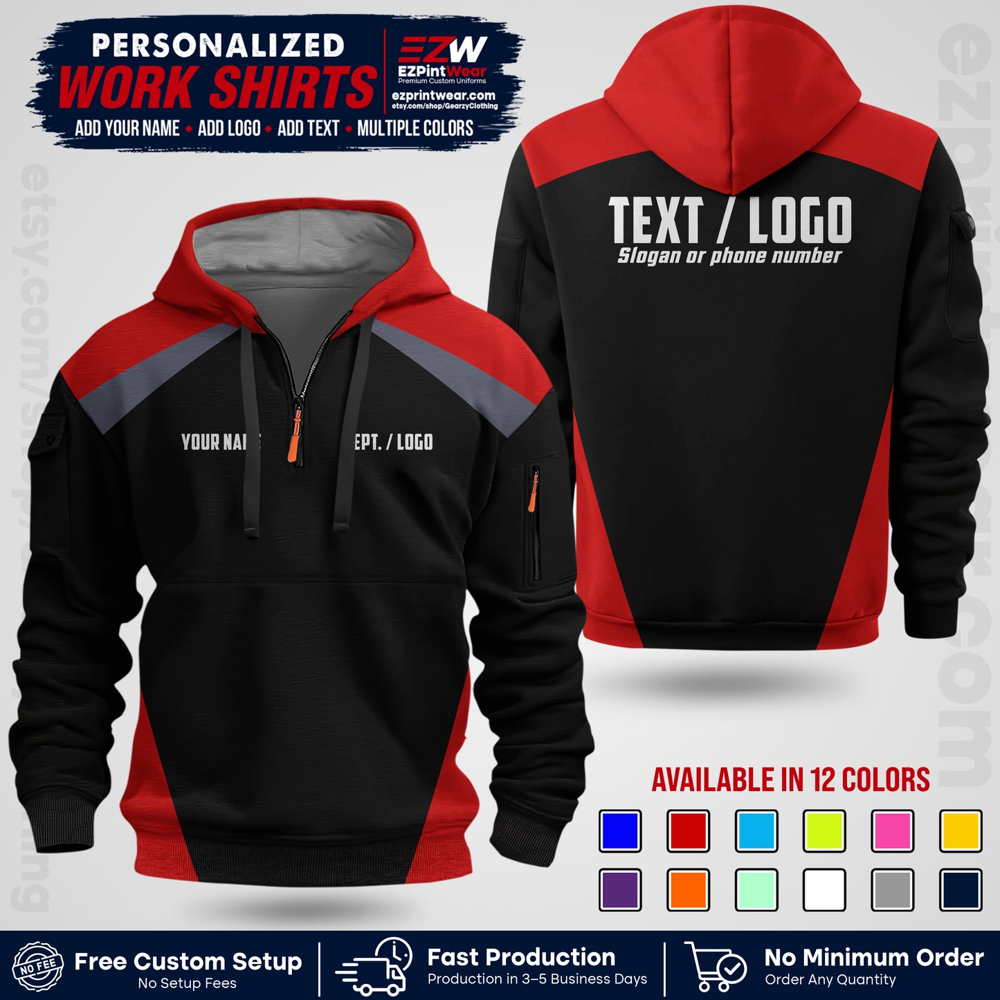 Custom All Over Print Work Uniform Shirt with Name, Logo & Text | Custom Hawaiian Shirt | Company Shirt | Employee Uniform UNF02