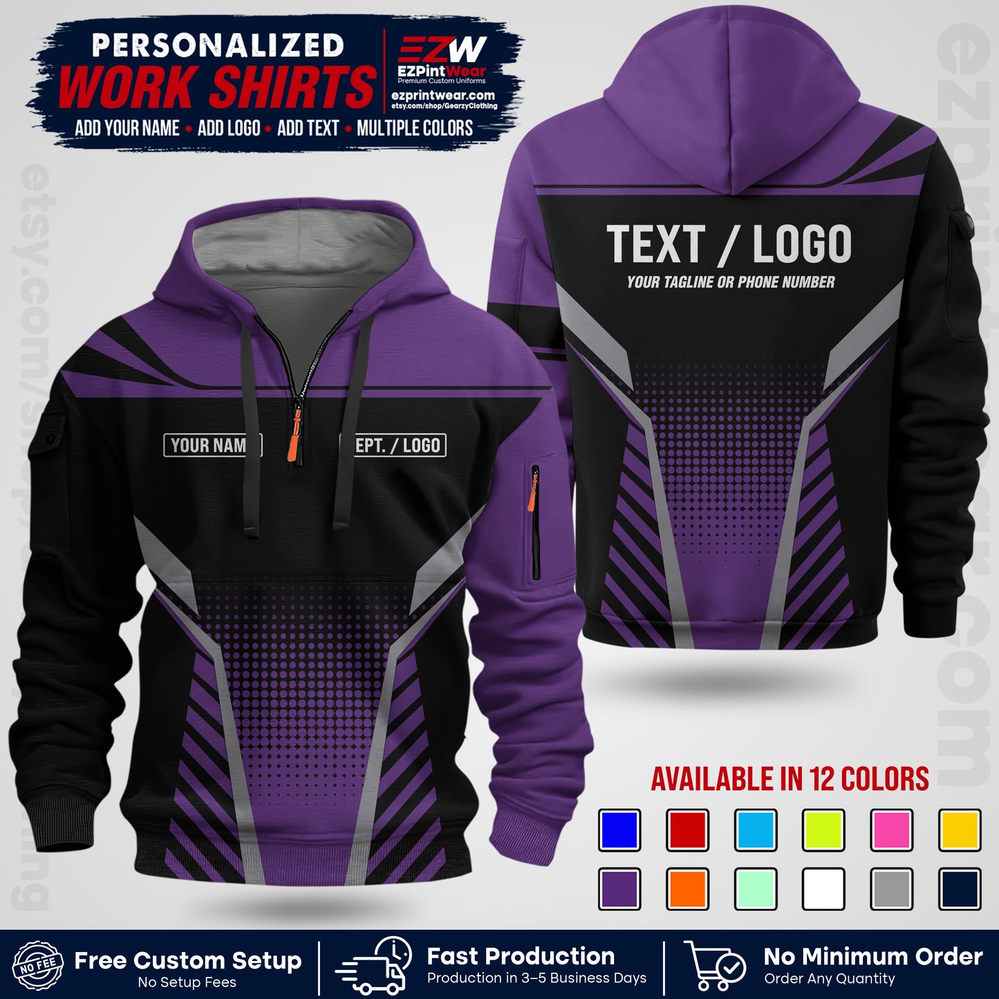 Custom All Over Print Work Uniform Shirt with Name, Logo & Text | Custom Hawaiian Shirt | Company Shirt | Employee Uniform UNF08