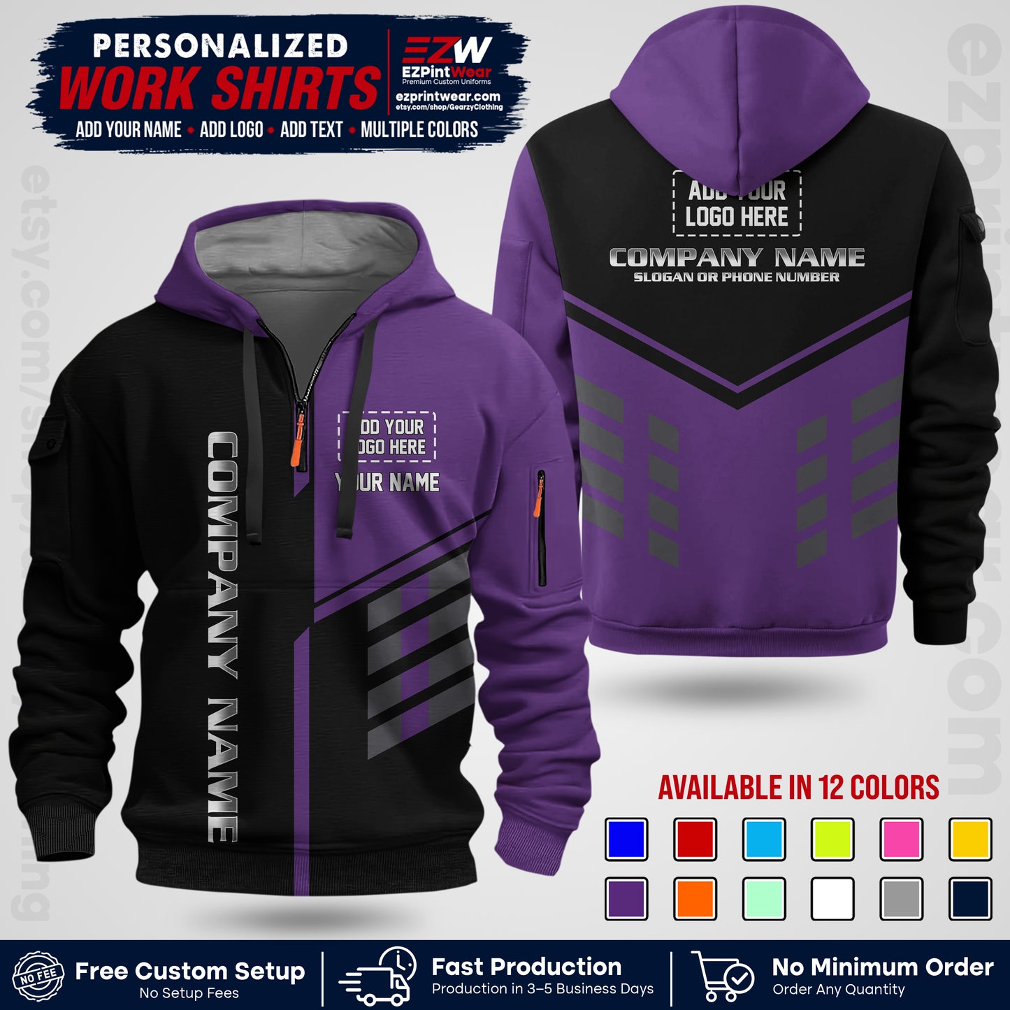 Custom All Over Print Work Uniform Shirt with Name, Logo & Text | Custom Hawaiian Shirt | Company Shirt | Employee Uniform UNF09