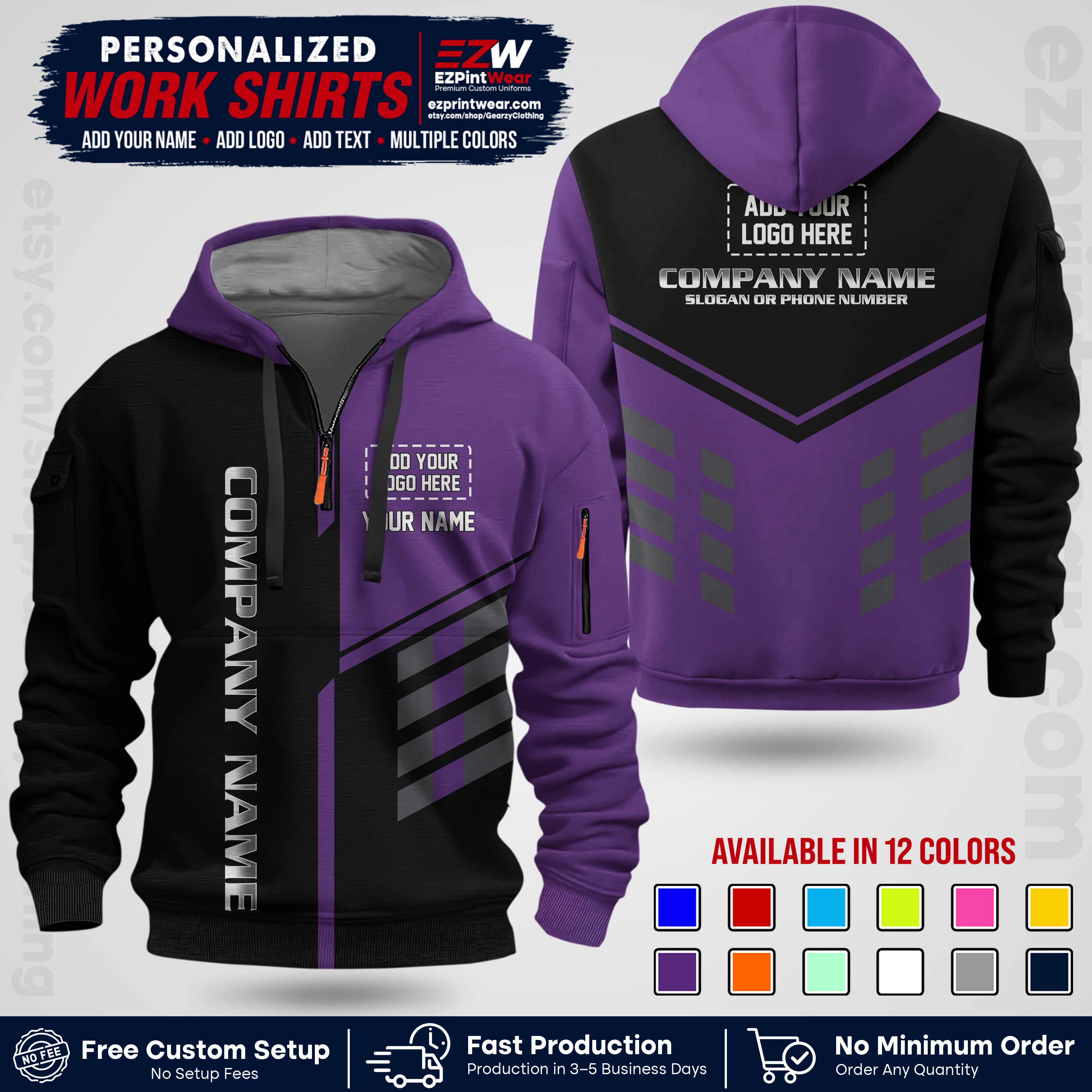 Custom All Over Print Work Uniform Shirt with Name, Logo & Text | Custom Hawaiian Shirt | Company Shirt | Employee Uniform UNF09