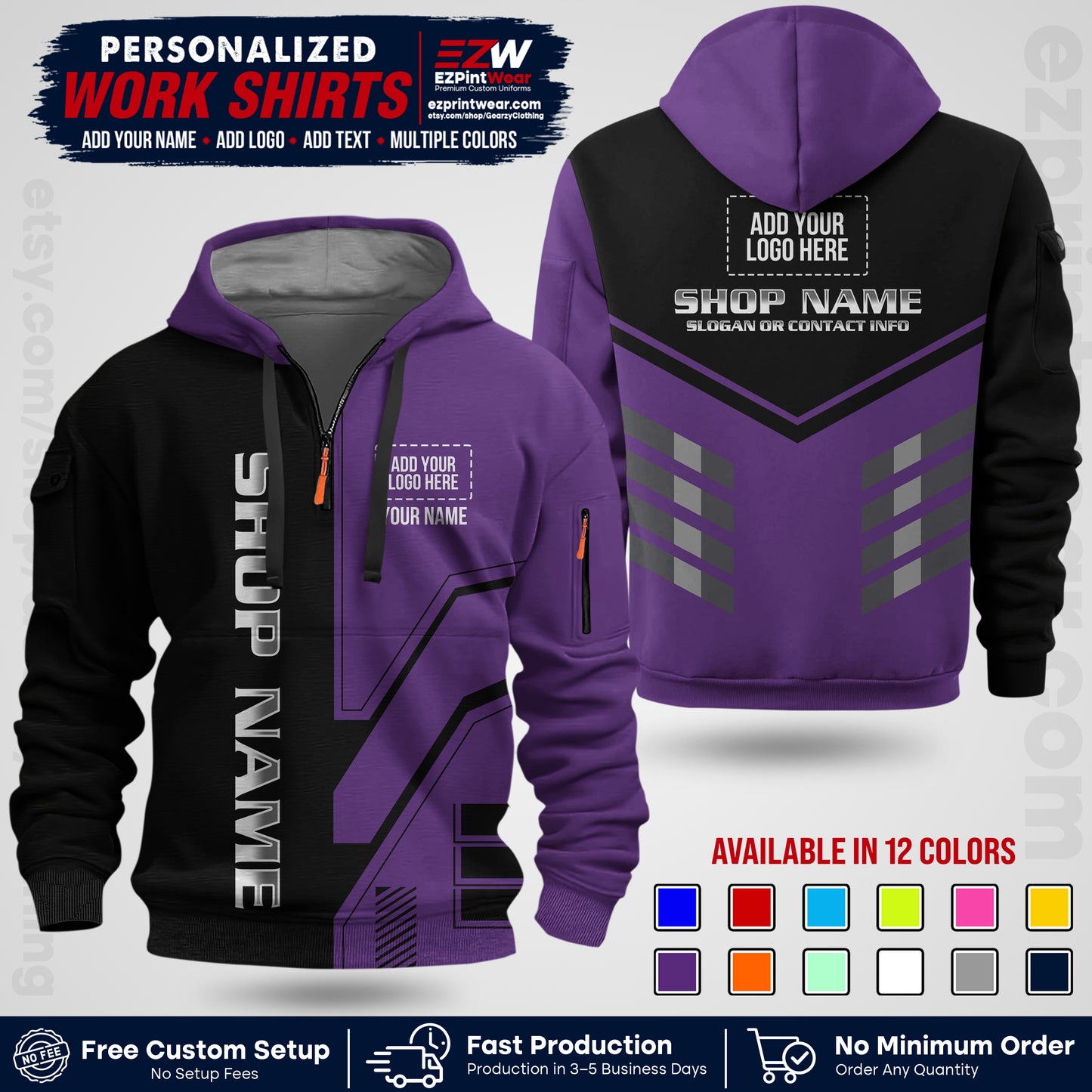 Custom All Over Print Work Uniform Shirt with Name, Logo & Text | Custom Hawaiian Shirt | Company Shirt | Employee Uniform UNF11