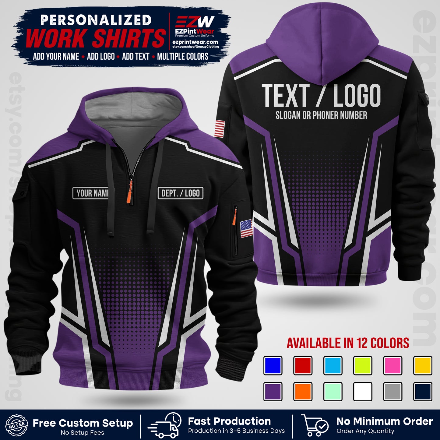 Custom All Over Print Work Uniform Shirt with Name, Logo & Text | Custom Hawaiian Shirt | Company Shirt | Employee Uniform UNF17