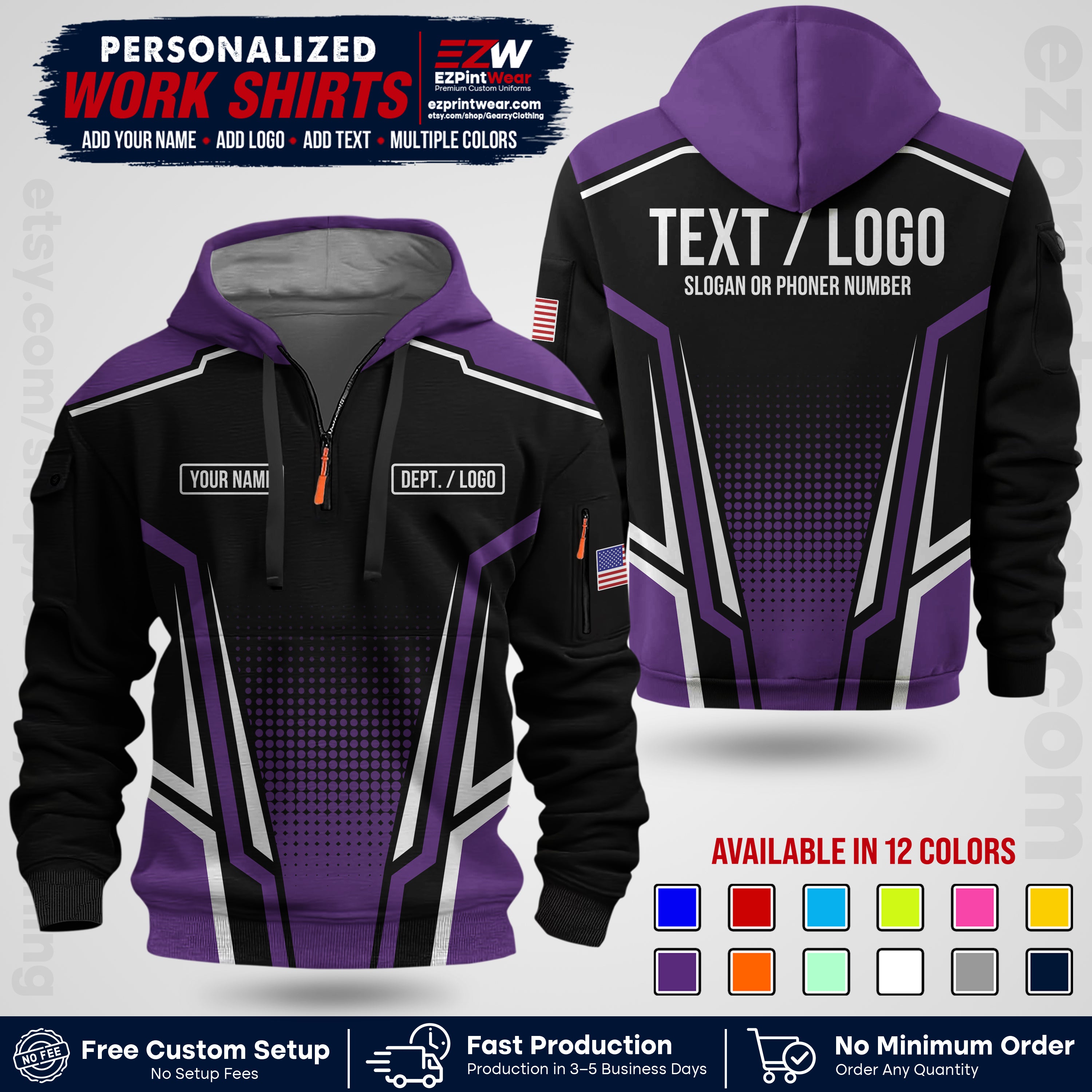 Custom All Over Print Work Uniform Shirt with Name, Logo & Text | Custom Hawaiian Shirt | Company Shirt | Employee Uniform UNF17