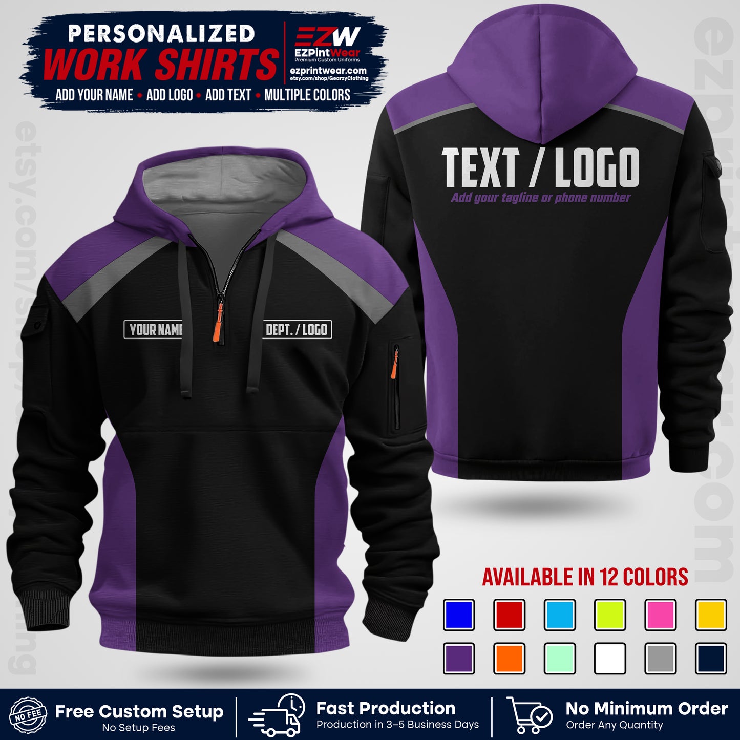 Custom All Over Print Work Uniform Shirt with Name, Logo & Text | Custom Hawaiian Shirt | Company Shirt | Employee Uniform UNF04
