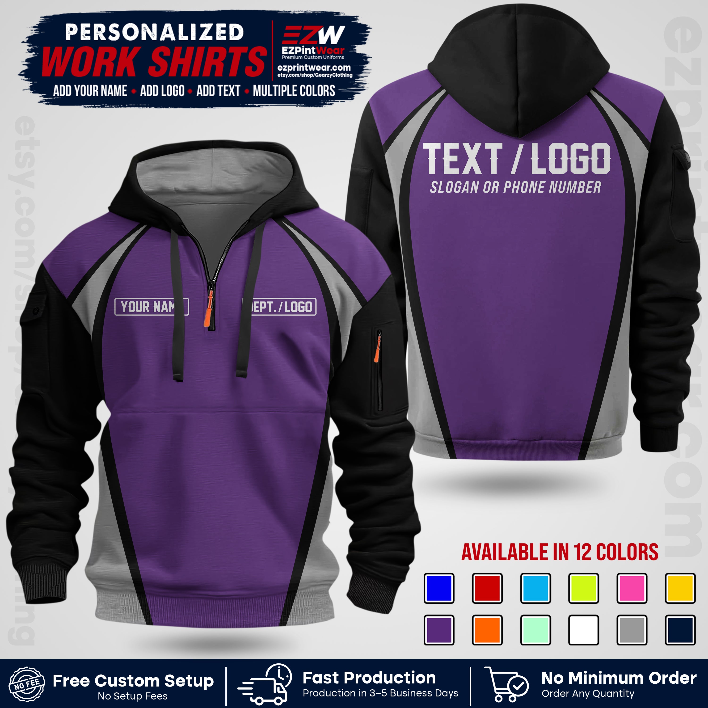 Custom All Over Print Work Uniform Shirt with Name, Logo & Text | Custom Hawaiian Shirt | Company Shirt | Employee Uniform UNF20