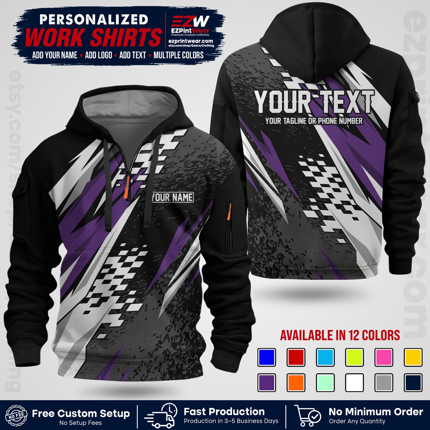 Custom Racing Shirt with Name, Logo & Text | Race Team Uniform | Crew Apparel RC03