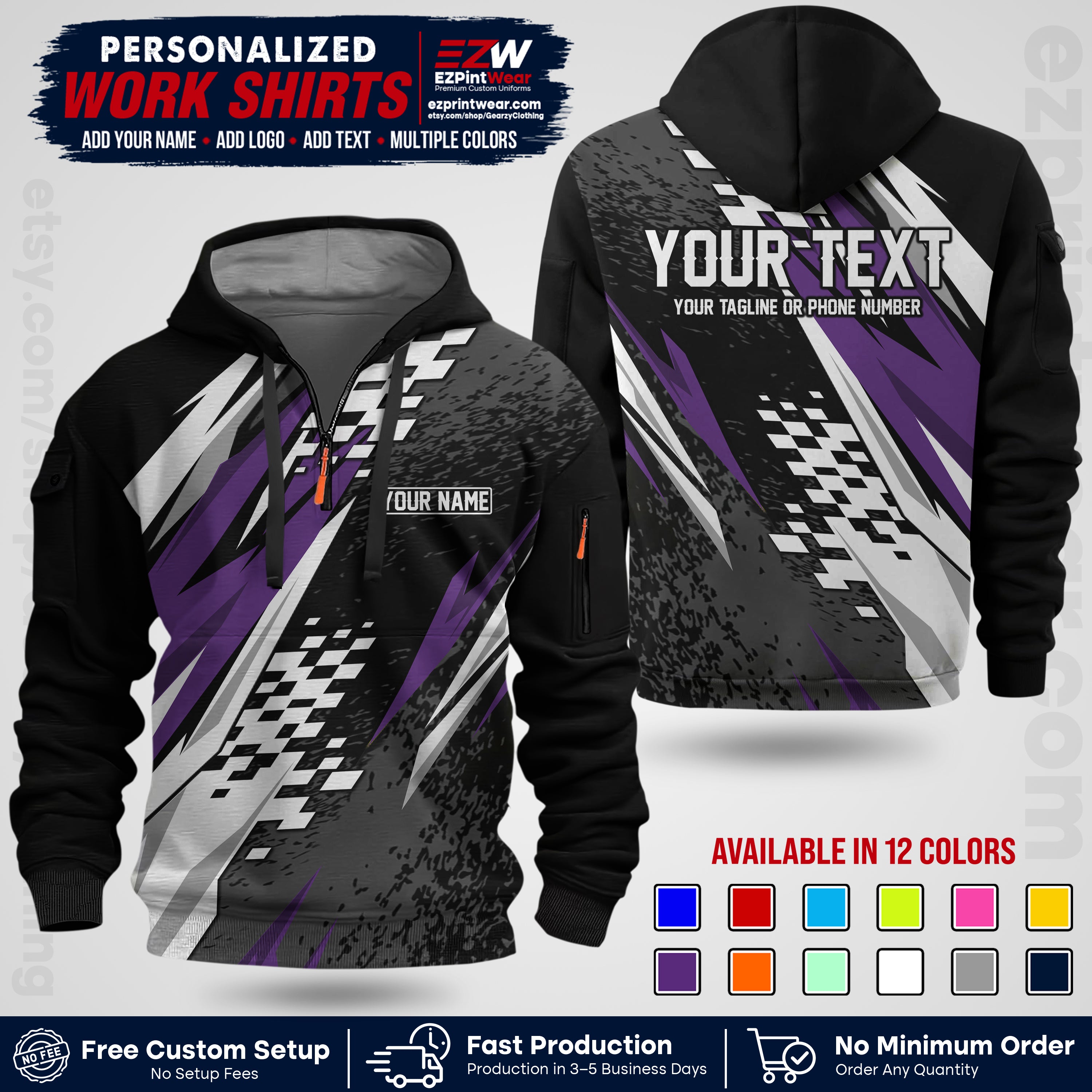 Custom Racing Shirt with Name, Logo & Text | Race Team Uniform | Crew Apparel RC03