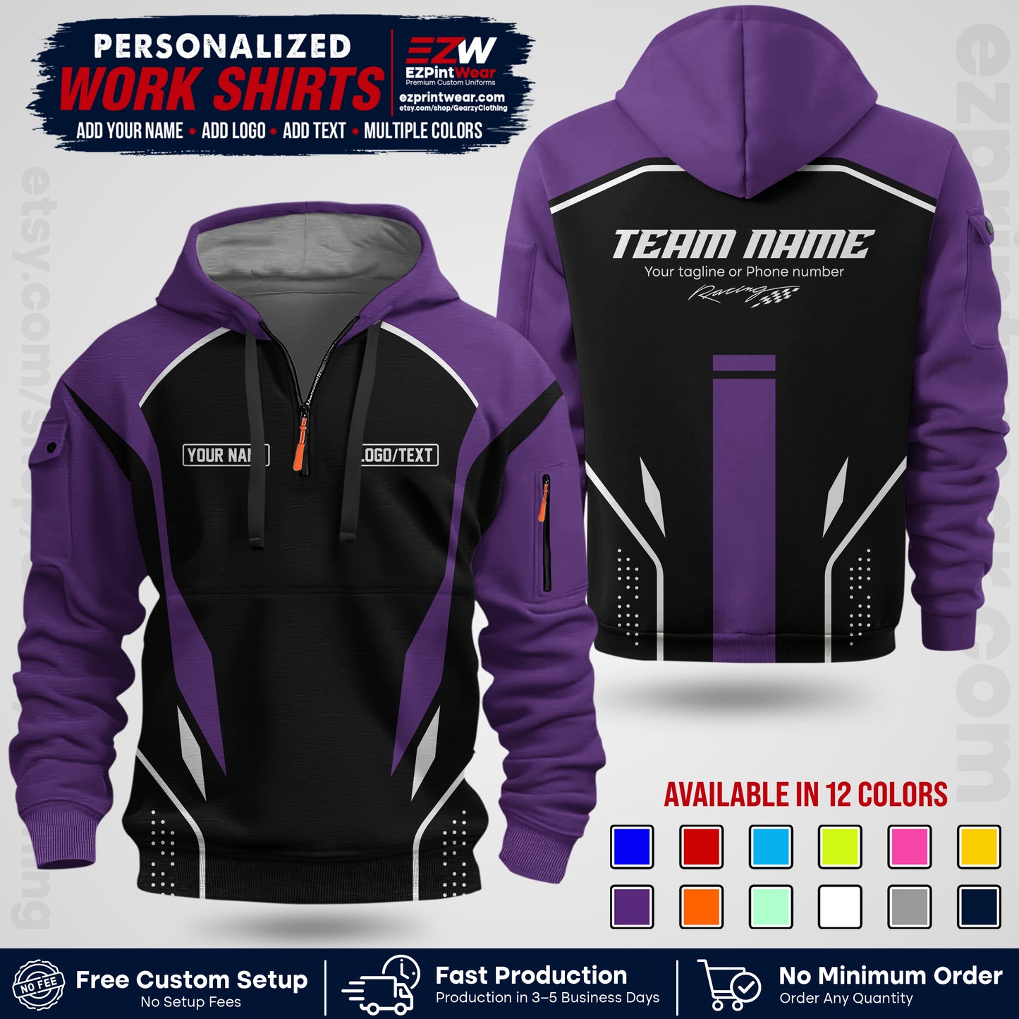 Custom Racing Shirt with Name, Logo & Text | Race Team Uniform | Crew Apparel RC06