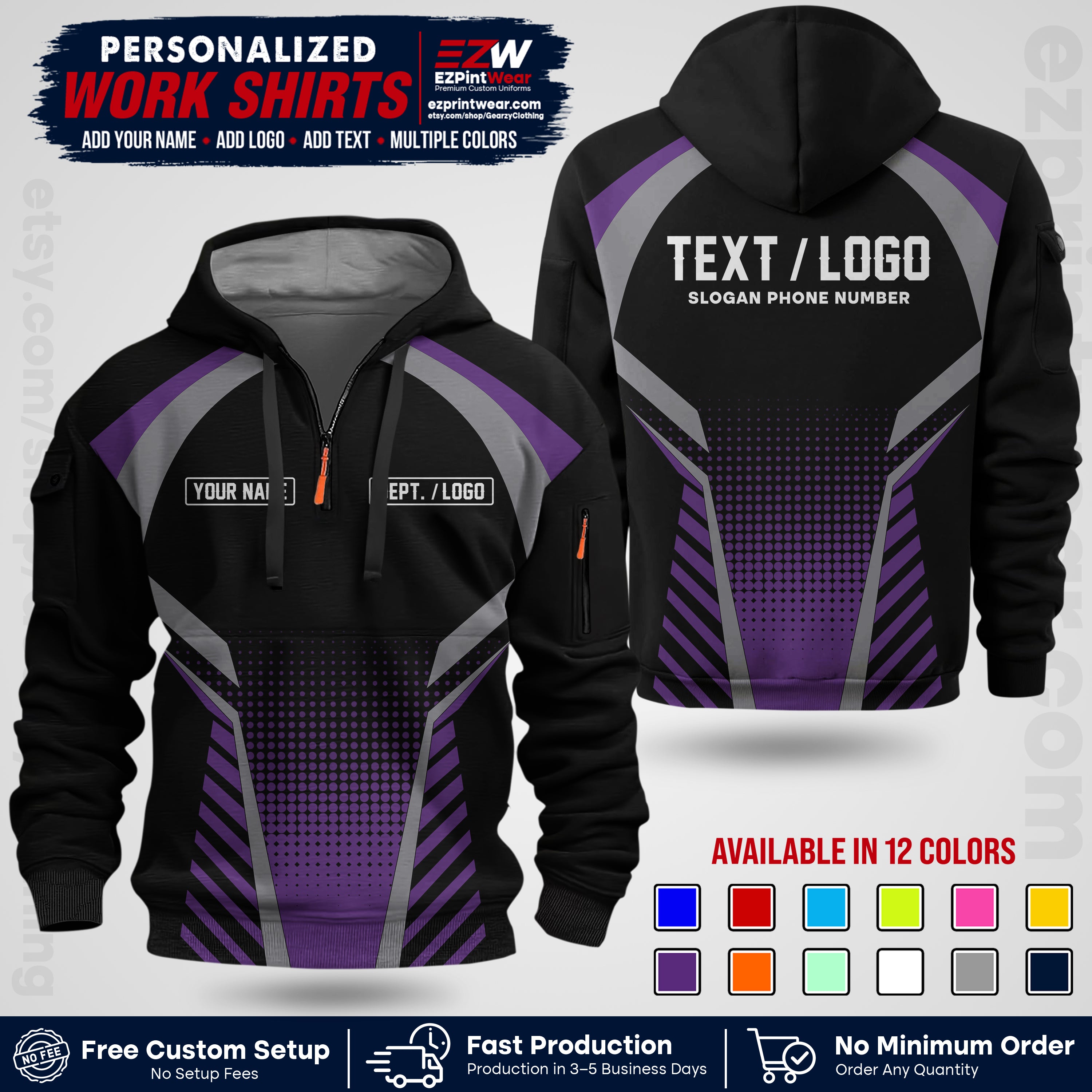 Custom All Over Print Work Uniform Shirt with Name, Logo & Text | Custom Hawaiian Shirt | Company Shirt | Employee Uniform UNF19