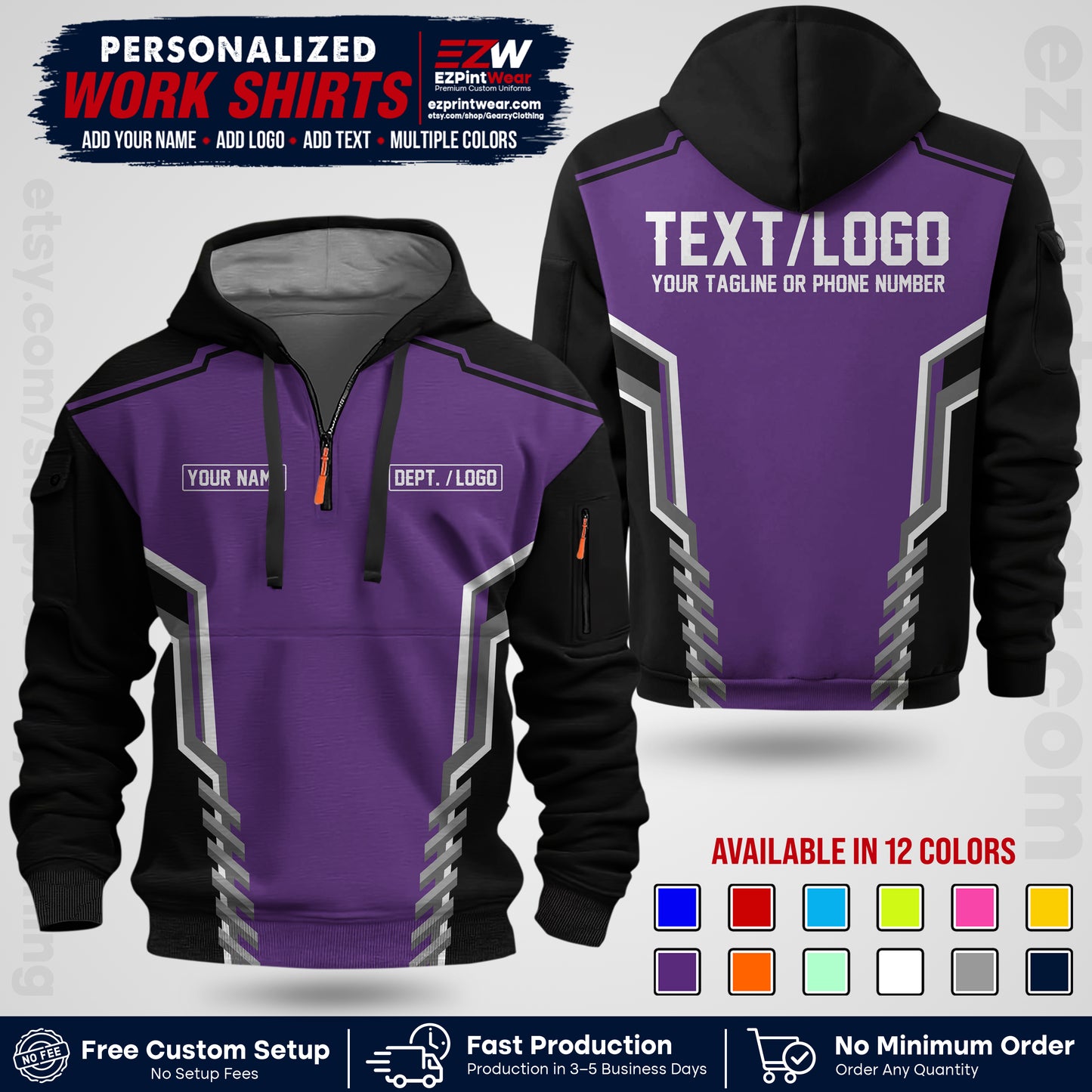 Custom All Over Print Work Uniform Shirt with Name, Logo & Text | Custom Hawaiian Shirt | Company Shirt | Employee Uniform UNF15