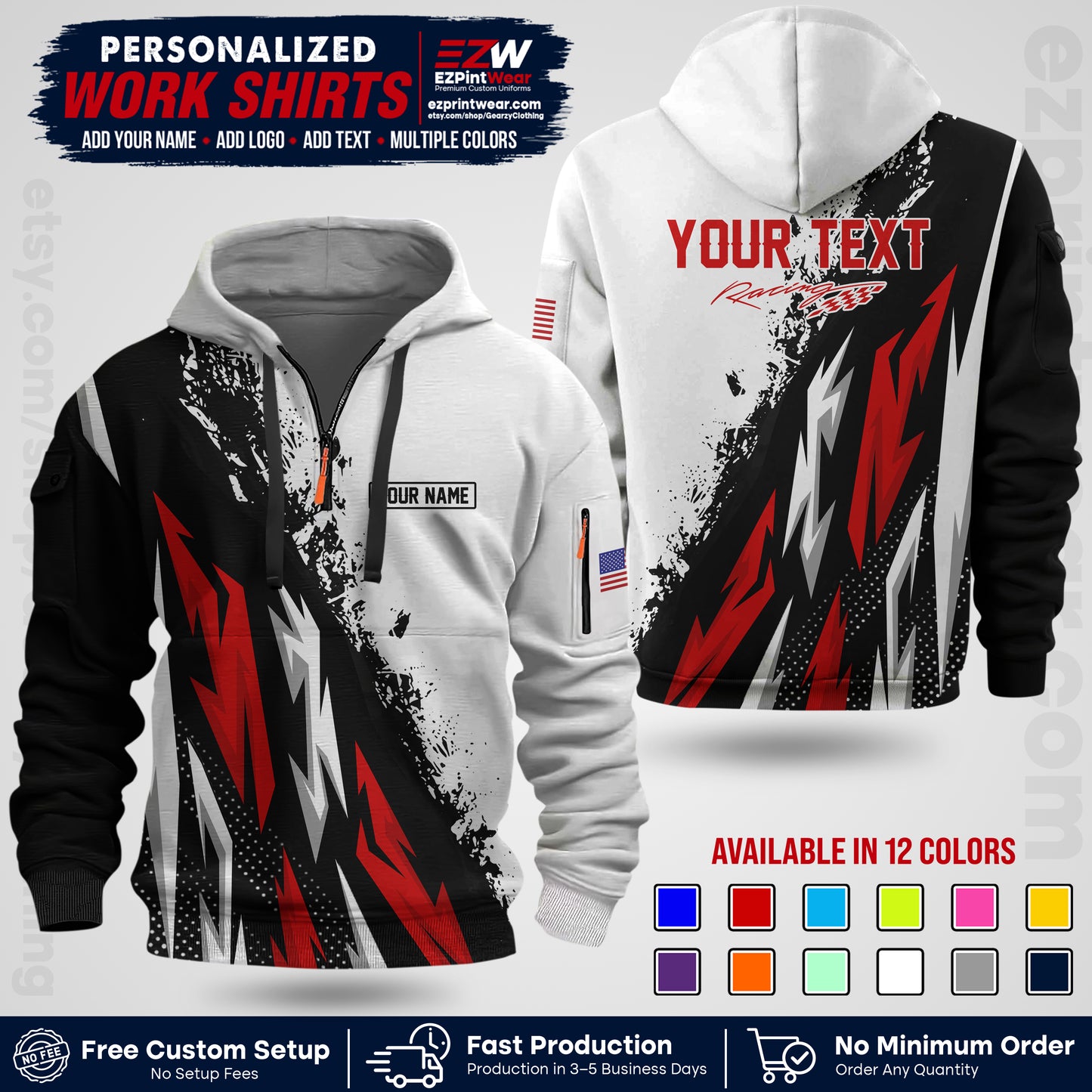 Custom Racing Shirt with Name, Logo & Text | Race Team Uniform | Crew Apparel RC08