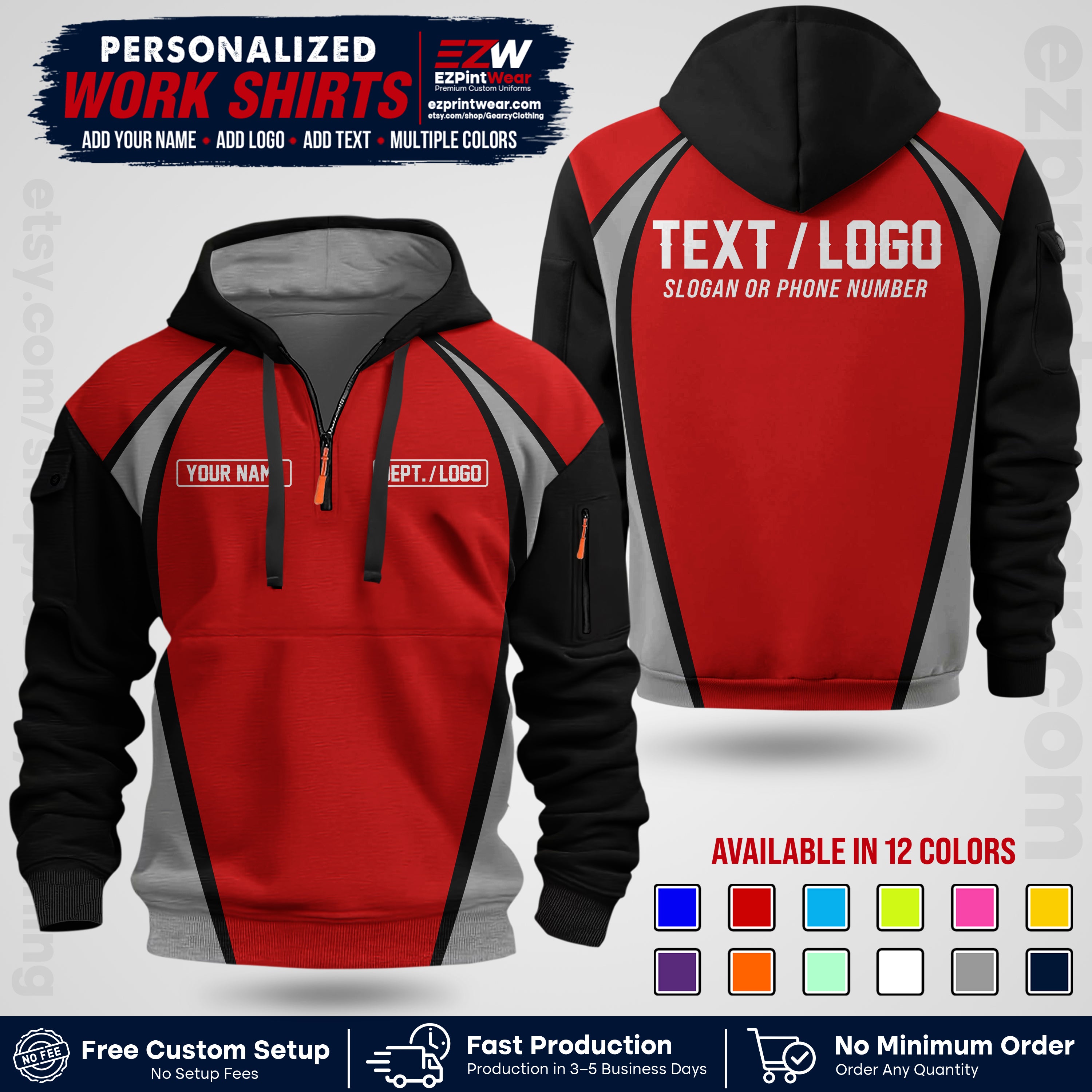 Custom All Over Print Work Uniform Shirt with Name, Logo & Text | Custom Hawaiian Shirt | Company Shirt | Employee Uniform UNF20