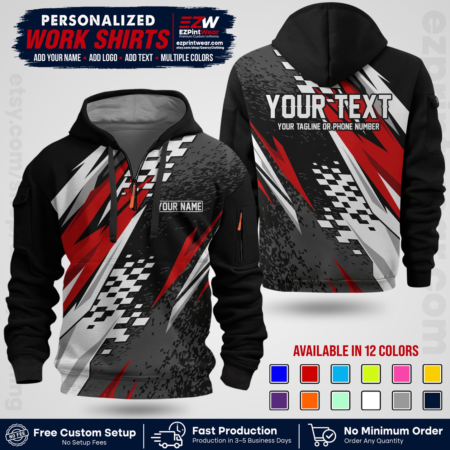 Custom Racing Shirt with Name, Logo & Text | Race Team Uniform | Crew Apparel RC03
