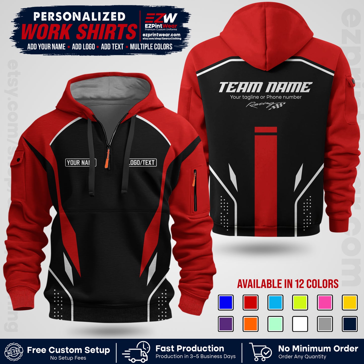Custom Racing Shirt with Name, Logo & Text | Race Team Uniform | Crew Apparel RC06