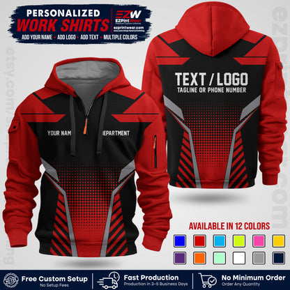Custom All Over Print Work Uniform Shirt with Name, Logo & Text | Custom Hawaiian Shirt | Company Shirt | Employee Uniform UNF06