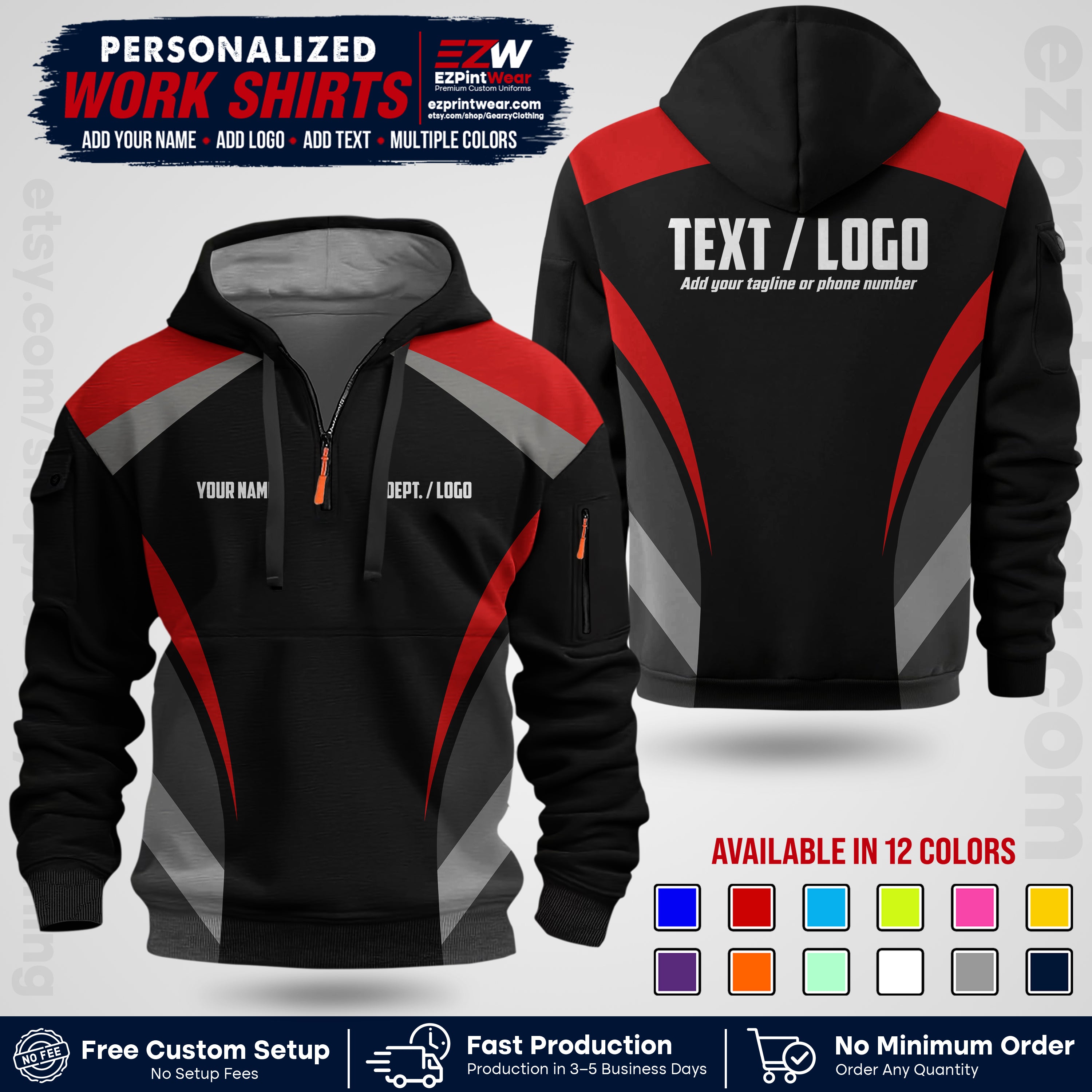 Custom All Over Print Work Uniform Shirt with Name, Logo & Text | Custom Hawaiian Shirt | Company Shirt | Employee Uniform UNF03