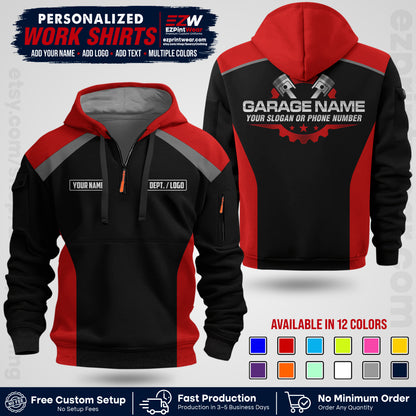 Custom Mechanic Work Shirt with Name, Logo & Text | Auto Shop Uniform | Workwear MCN 06