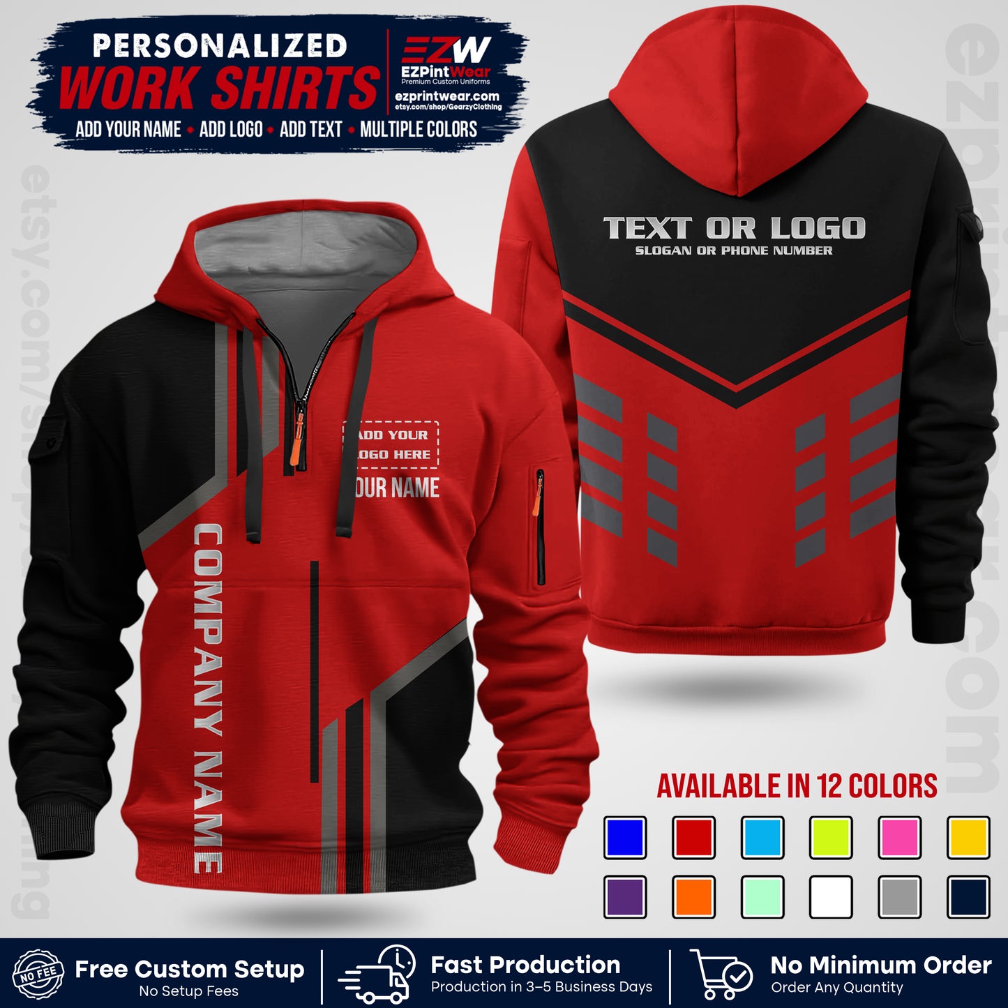 Custom All Over Print Work Uniform Shirt with Name, Logo & Text | Custom Hawaiian Shirt | Company Shirt | Employee Uniform UNF10