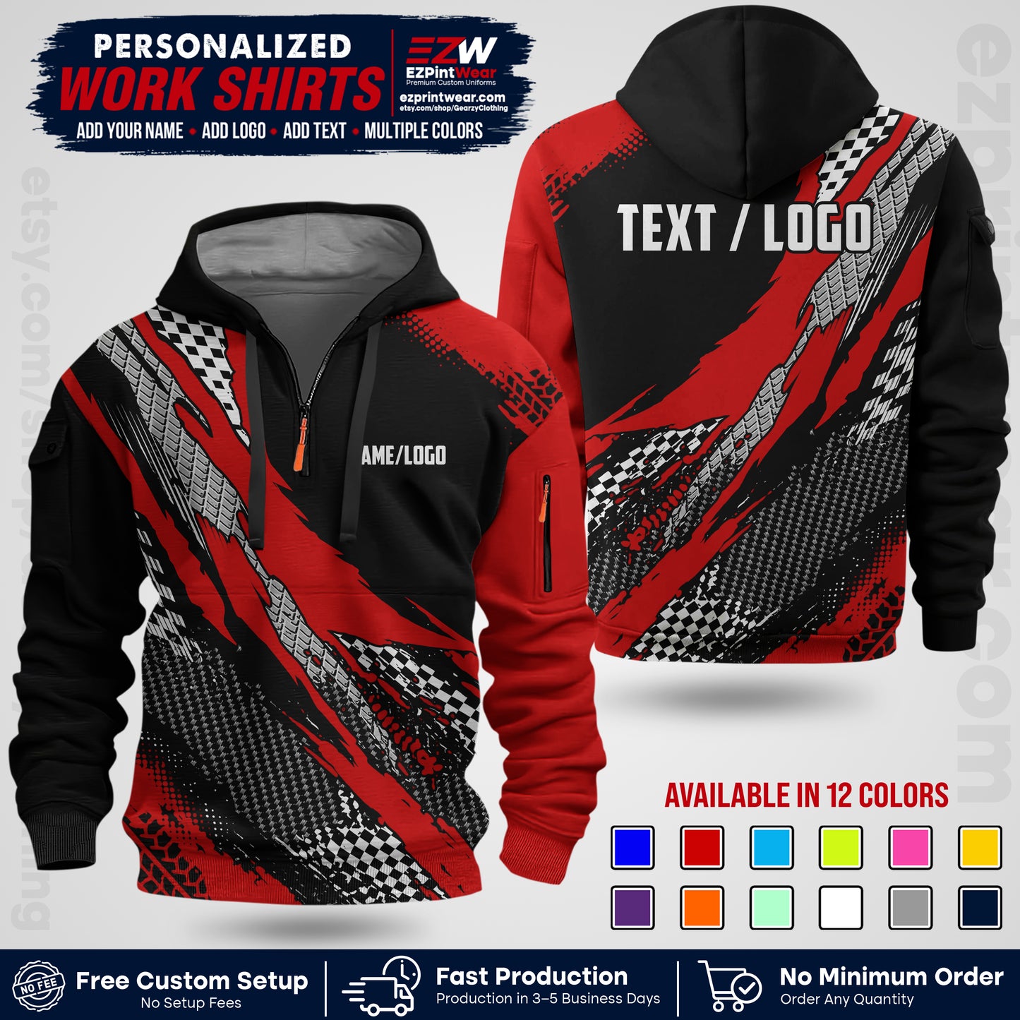 Custom Racing Shirt with Name, Logo & Text | Race Team Uniform | Crew Apparel RC05
