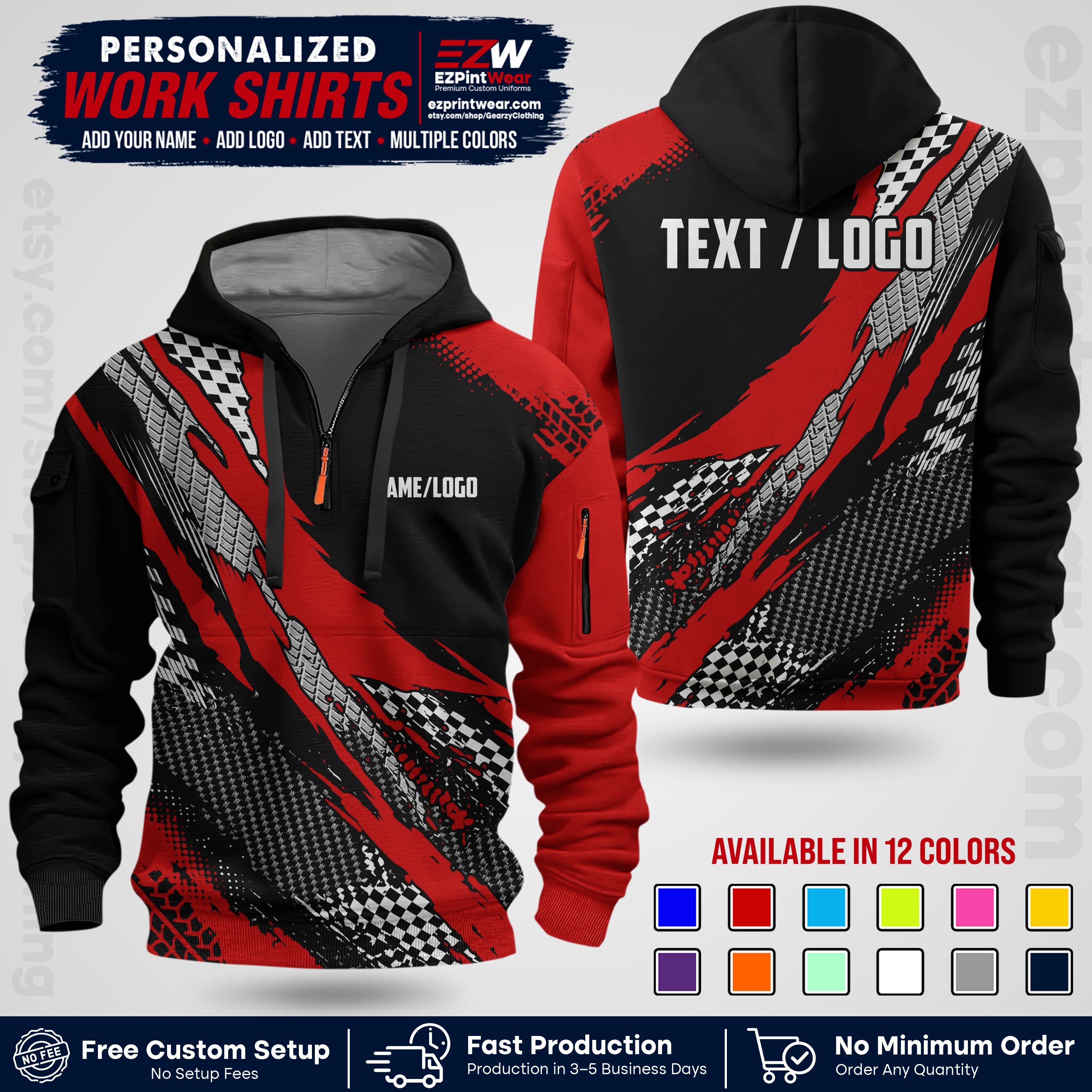 Custom Racing Shirt with Name, Logo & Text | Race Team Uniform | Crew Apparel RC05