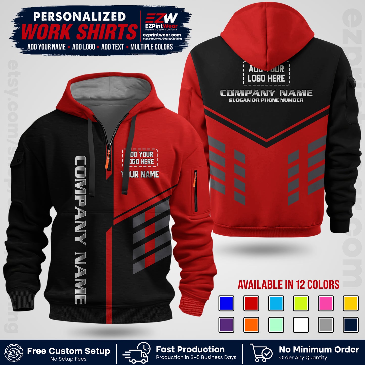 Custom All Over Print Work Uniform Shirt with Name, Logo & Text | Custom Hawaiian Shirt | Company Shirt | Employee Uniform UNF09