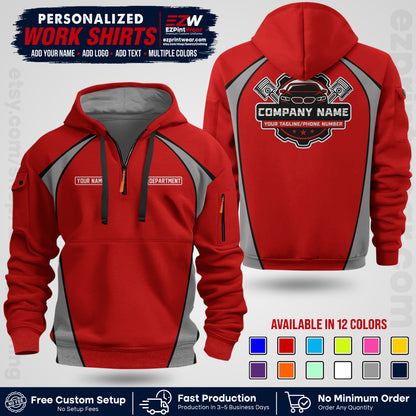 Custom Mechanic Work Shirt with Name, Logo & Text | Auto Shop Uniform | Workwear MCN 09