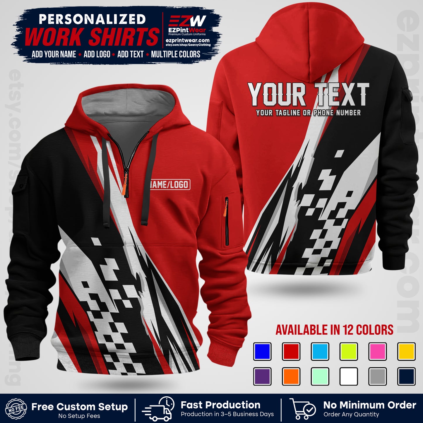 Custom Racing Shirt with Name, Logo & Text | Race Team Uniform | Crew Apparel RC04