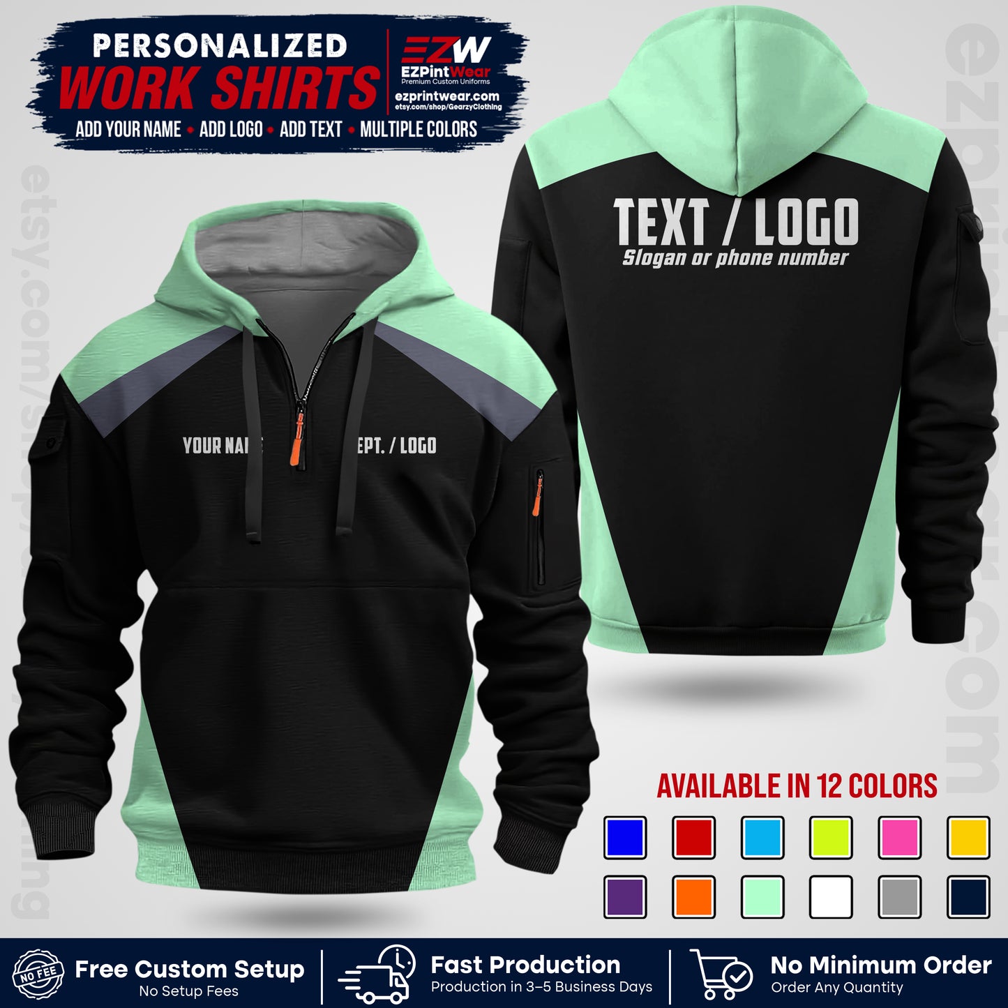 Custom All Over Print Work Uniform Shirt with Name, Logo & Text | Custom Hawaiian Shirt | Company Shirt | Employee Uniform UNF02